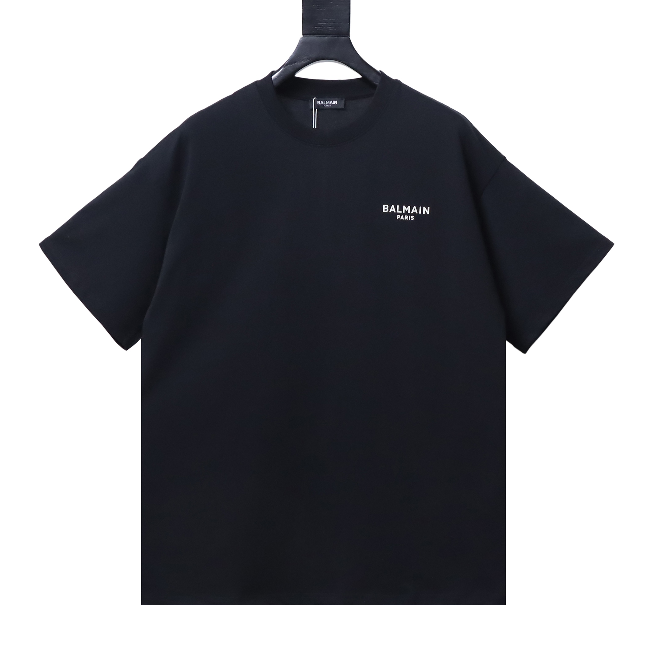 Balmain 26SS Minimal Rubberized Small Logo Short Black Sleeve T-Shirt
