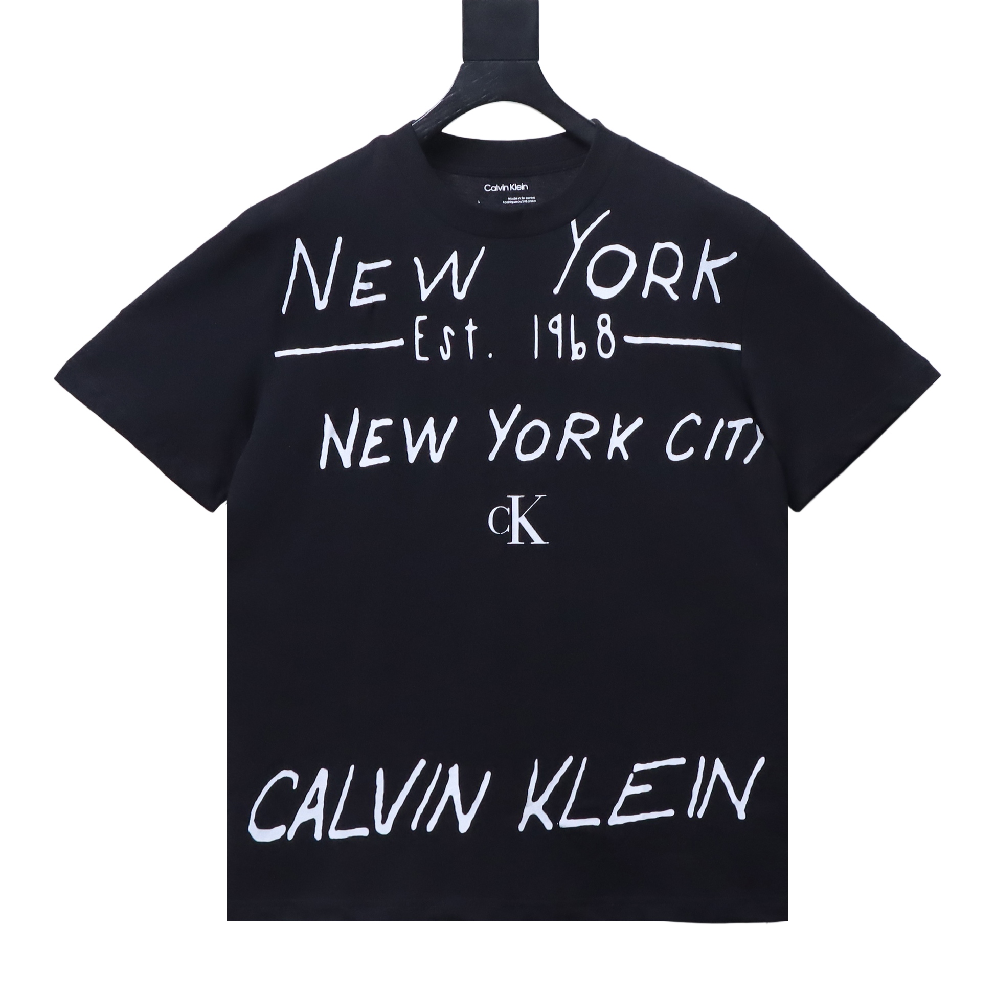 Calvin Klein CK Letter Graffiti Logo Short Sleeve Black T-Shirt