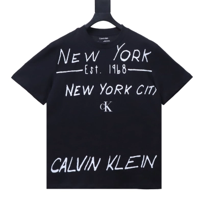 Calvin Klein CK Letter Graffiti Logo Short Sleeve Black T-Shirt 02