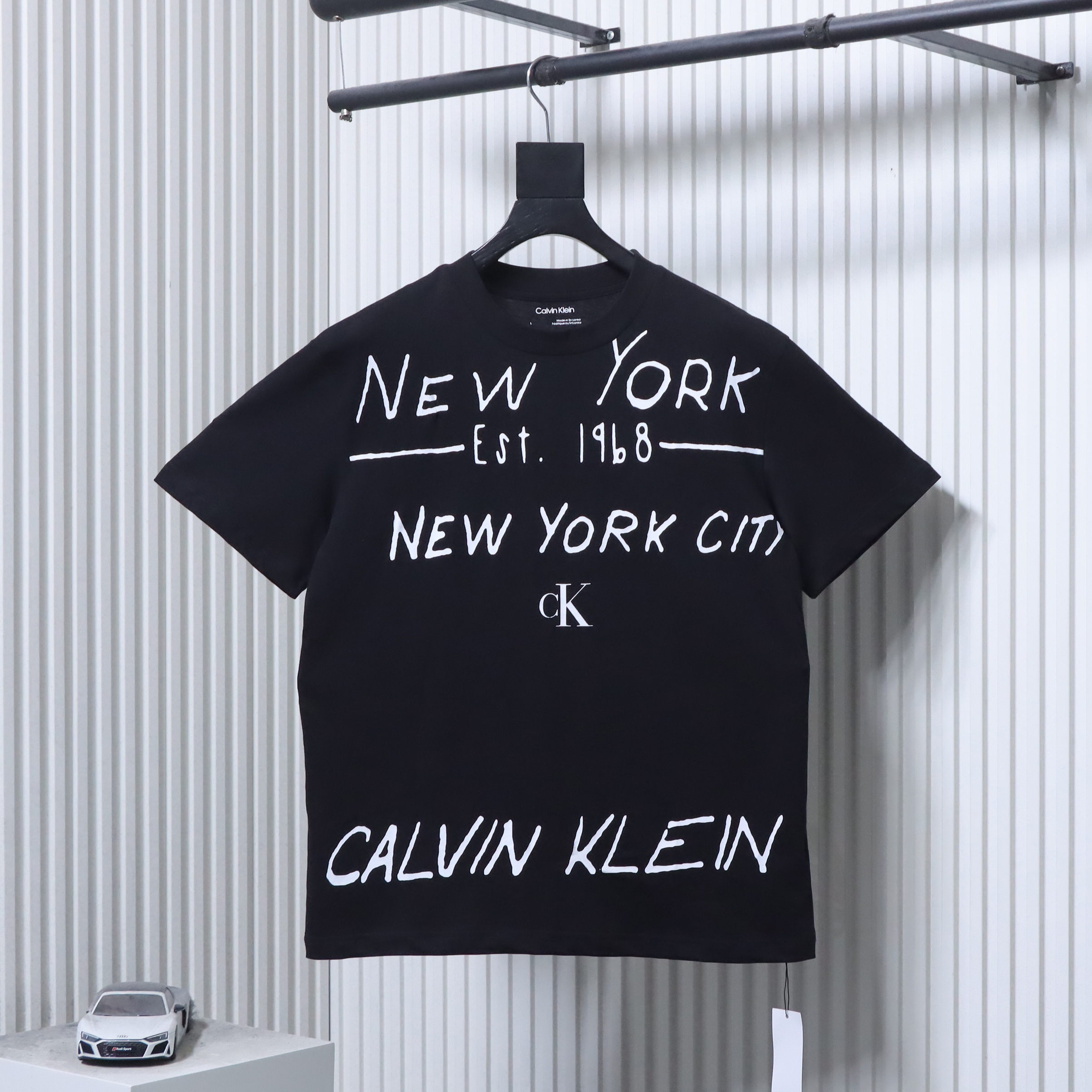 Calvin Klein CK Letter Graffiti Logo Short Sleeve Black T-Shirt