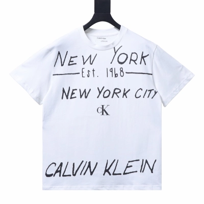 Calvin Klein CK Letter Graffiti Logo Short Sleeve White T-Shirt 02