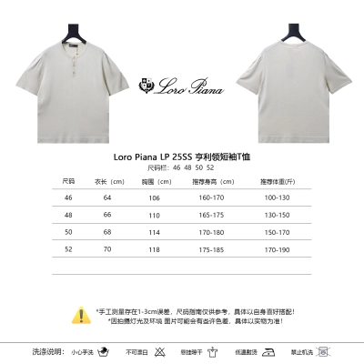 Loro Piana LP 25SS Henley Collar Short Sleeve T-Shirt 01