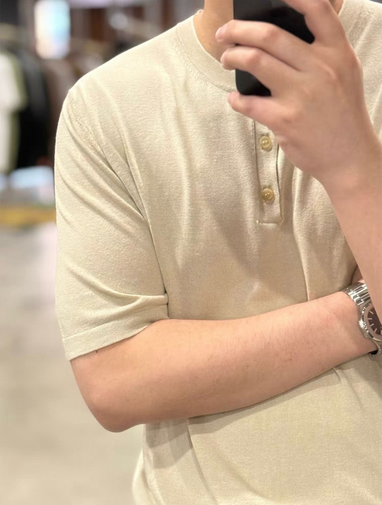 Loro Piana LP 25SS Henley Collar Short Sleeve T-Shirt