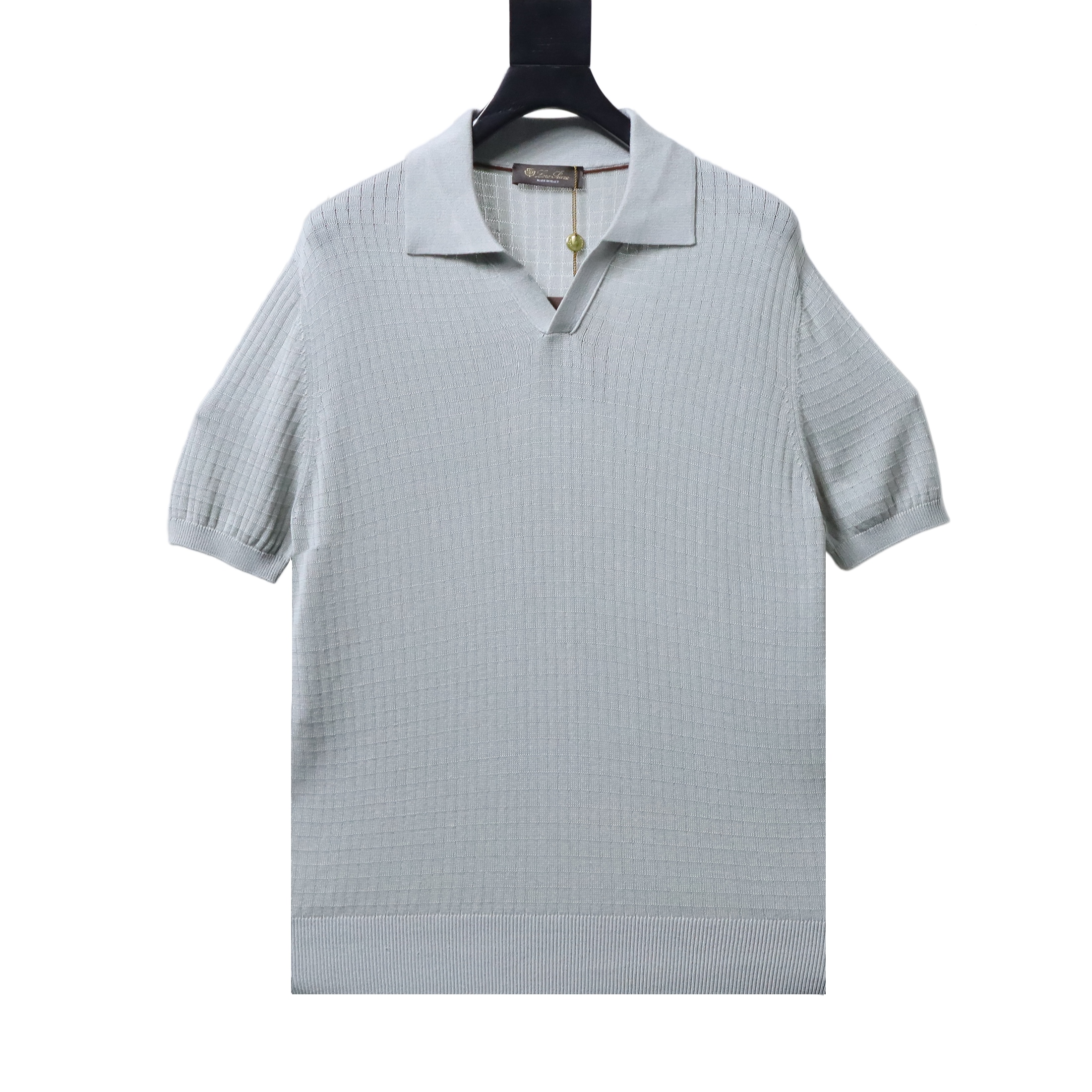 Loro Piana LP 25SS Slub Texture Polo Short Sleeve T-Shirt