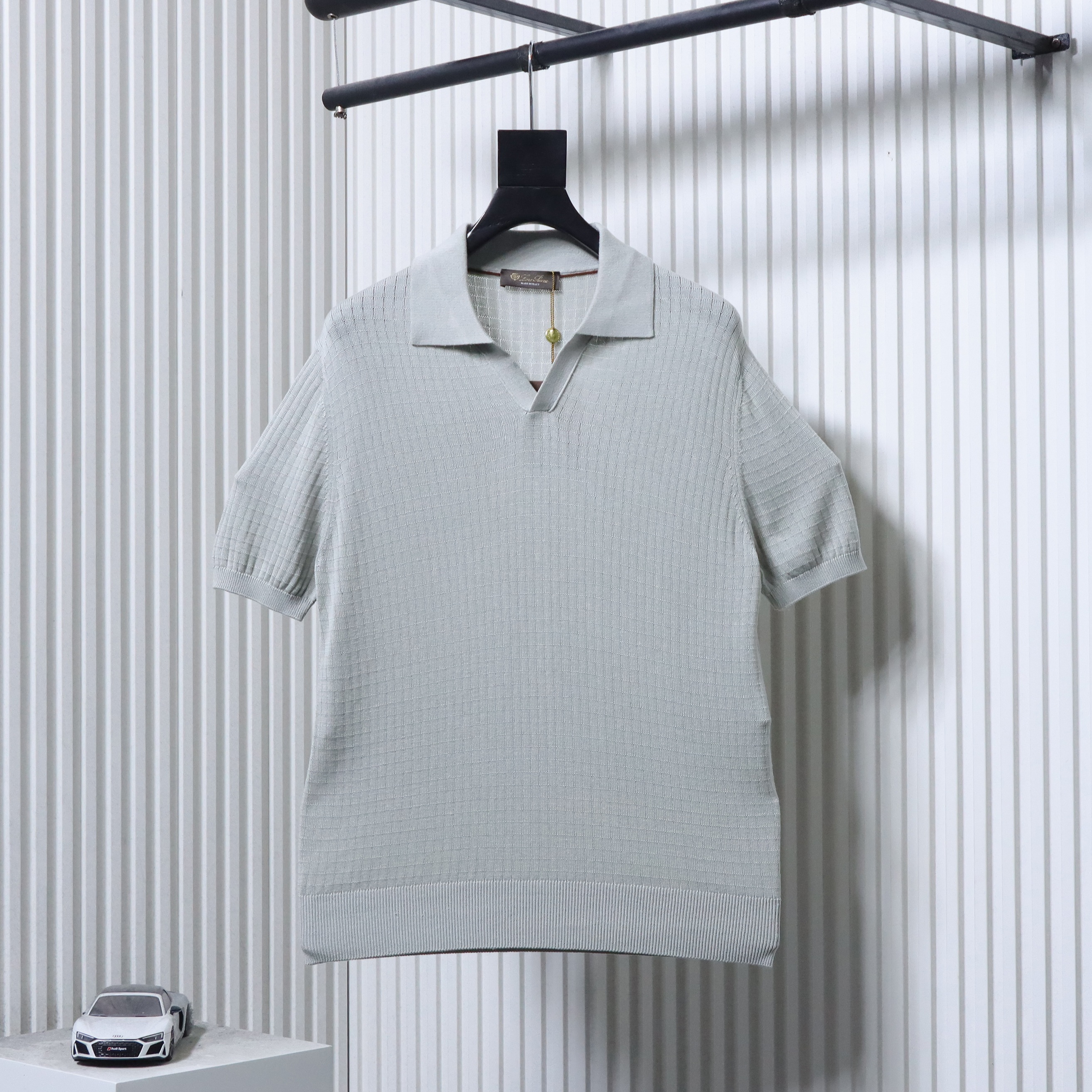 Loro Piana LP 25SS Slub Texture Polo Short Sleeve T-Shirt