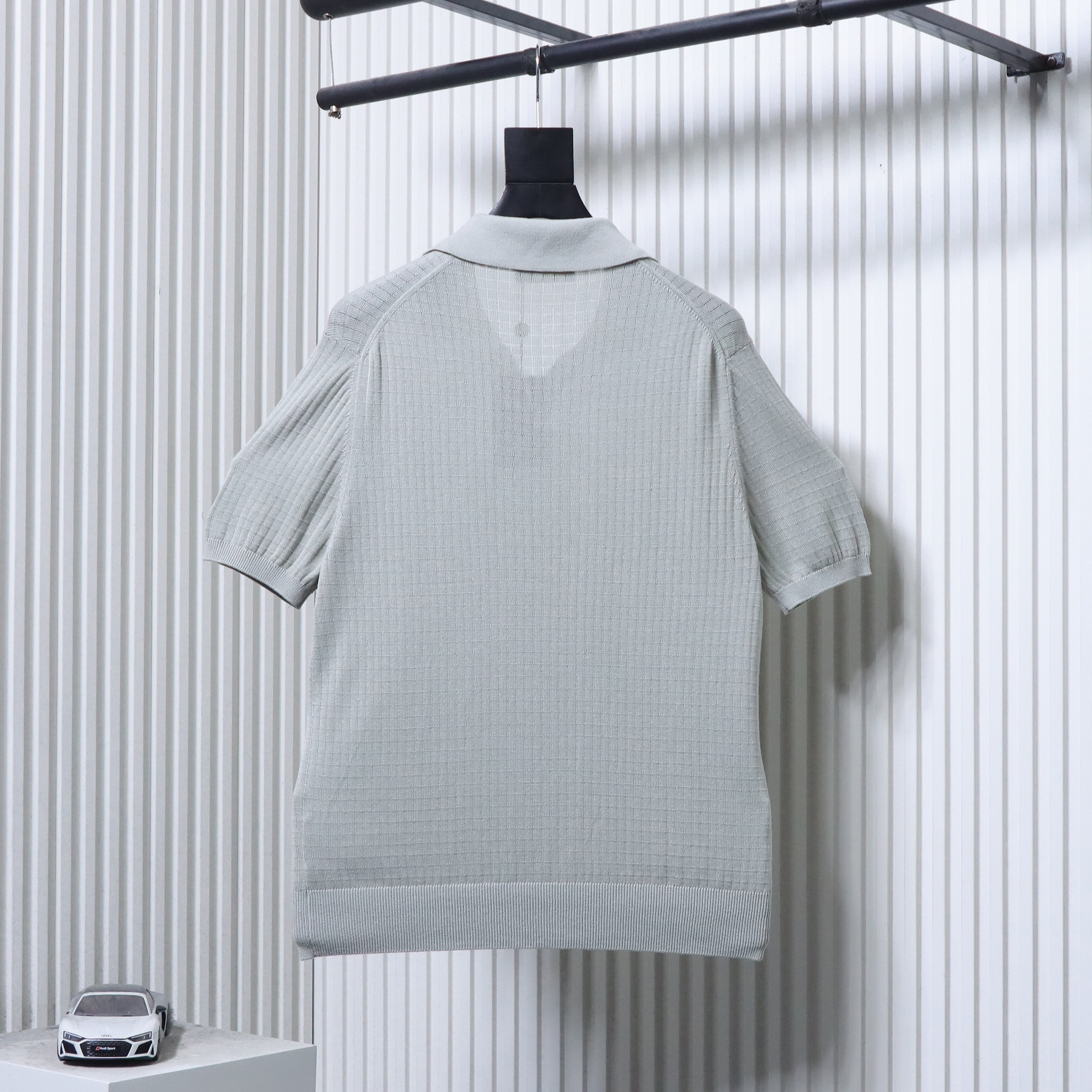 Loro Piana LP 25SS Slub Texture Polo Short Sleeve T-Shirt