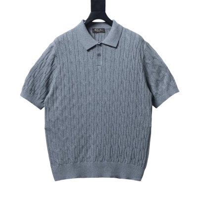 Loro Piana LP Cable Knit Short Sleeve Polo Shirt 02