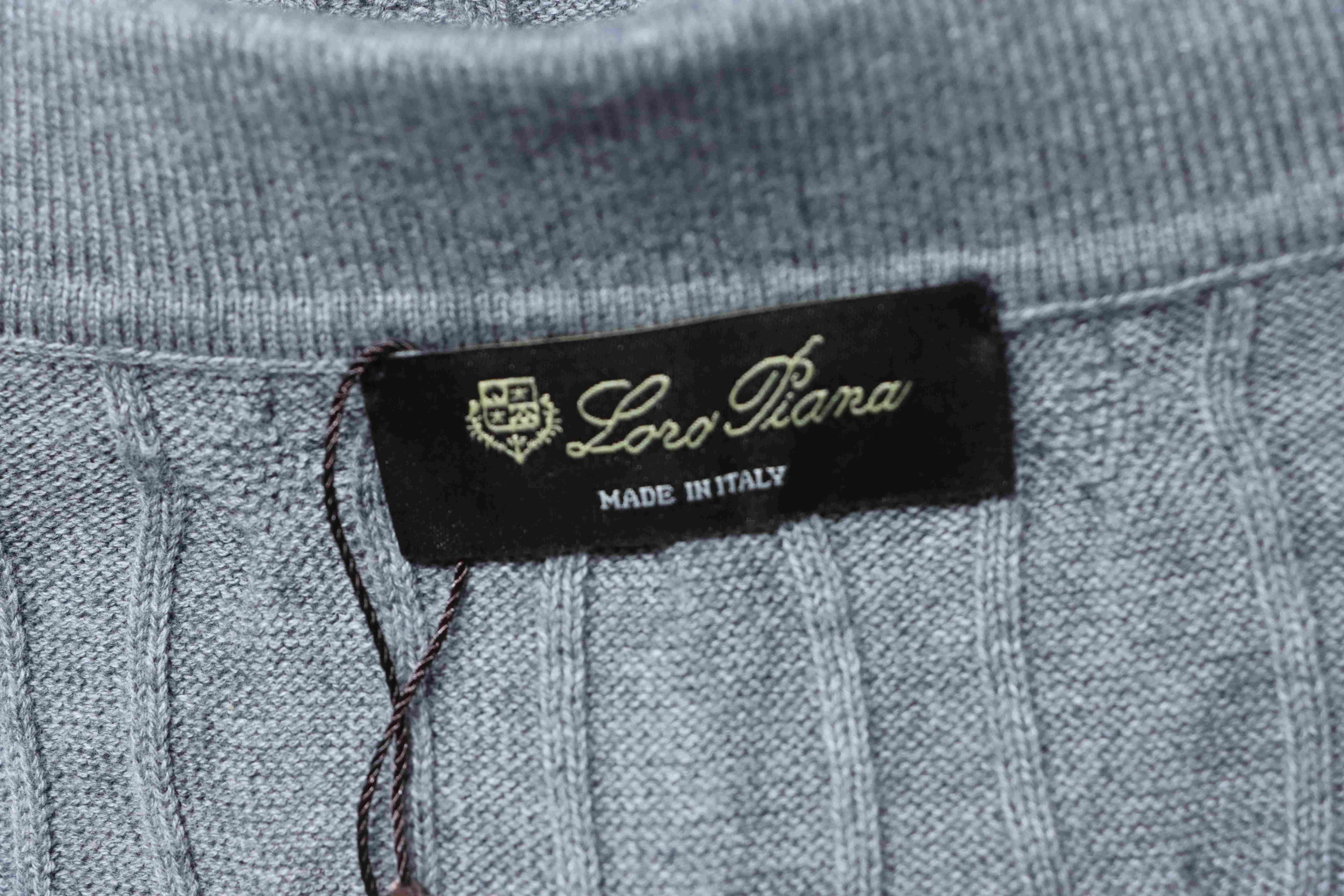 Loro Piana LP Cable Knit Short Sleeve Polo Shirt