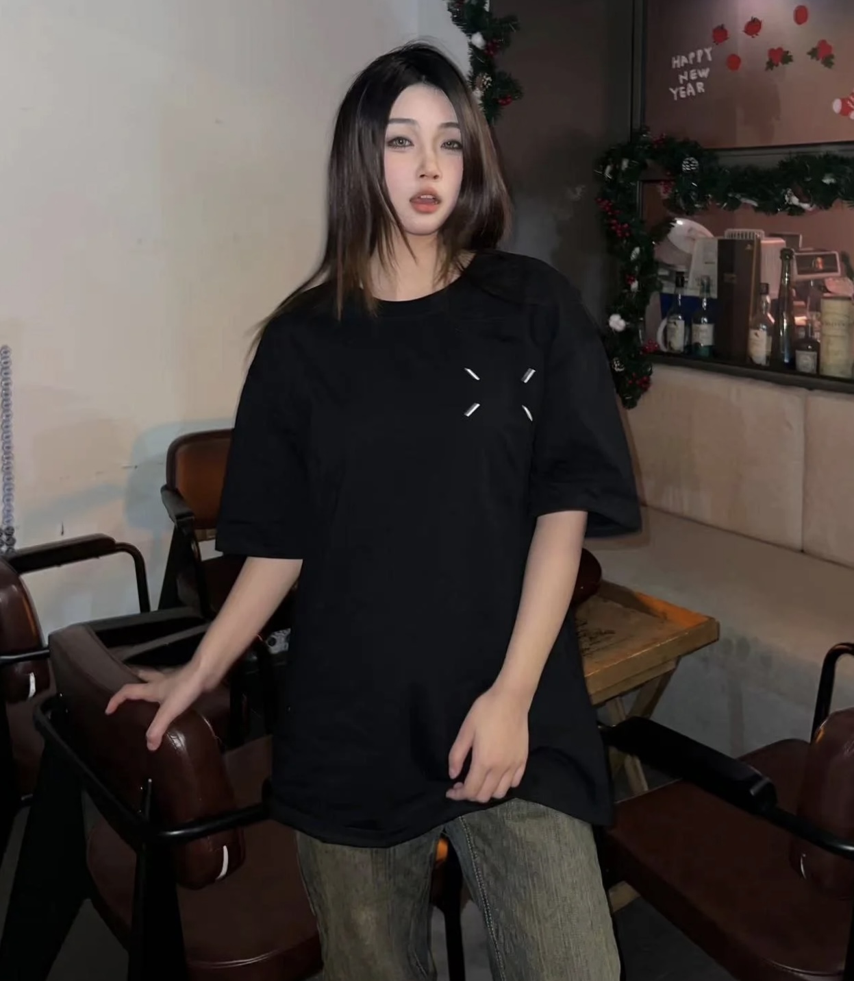 Maison Margiela Back Number Shadow Print Short Sleeve T-Shirt
