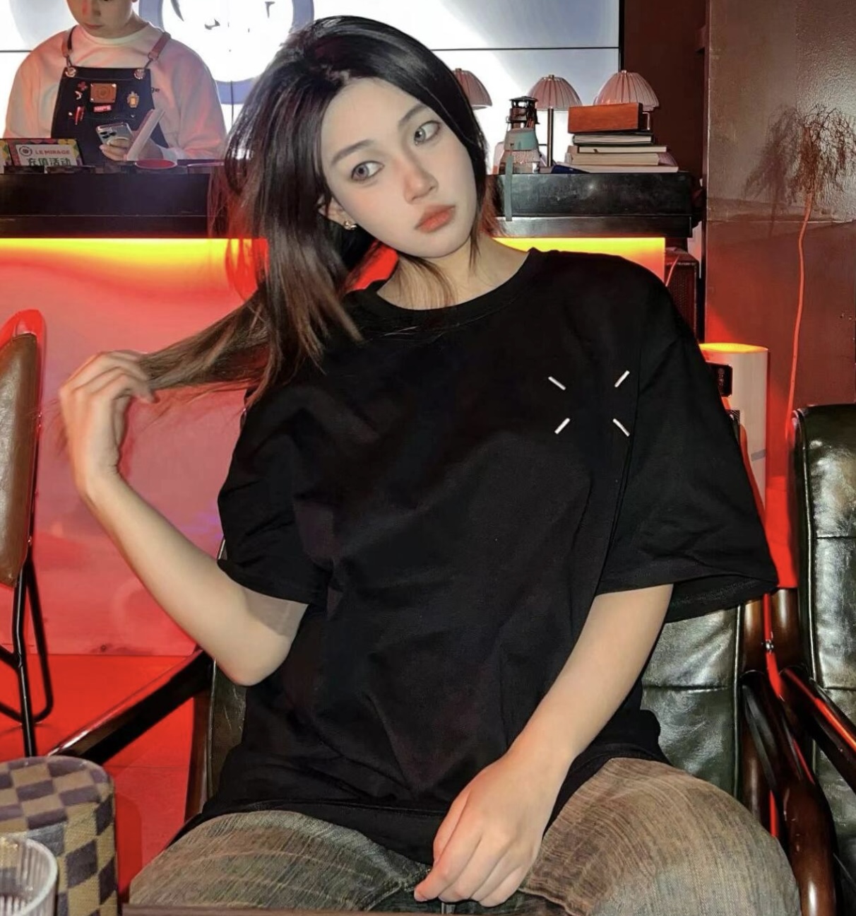 Maison Margiela Back Number Shadow Print Short Sleeve T-Shirt