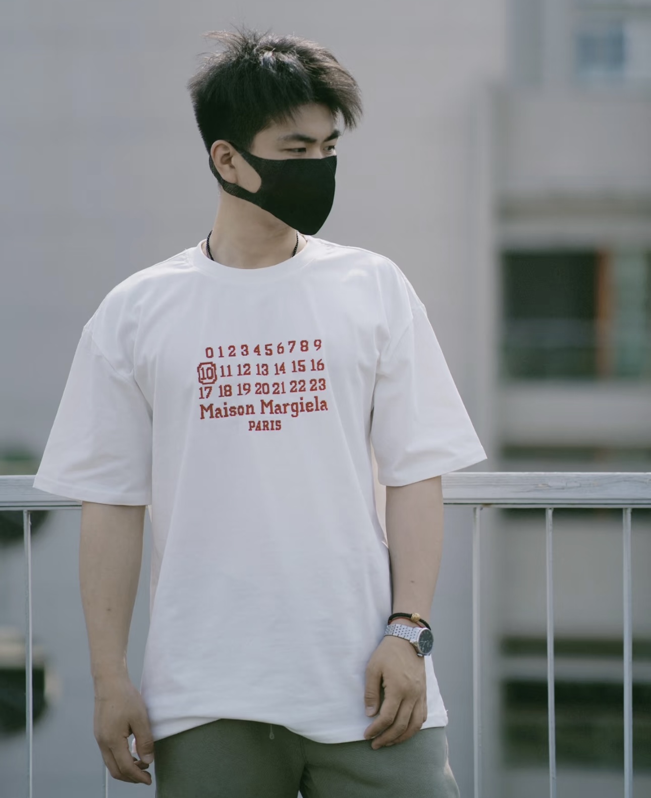 Maison Margiela Numeric Calendar Embroidery Short Sleeve T-Shirt