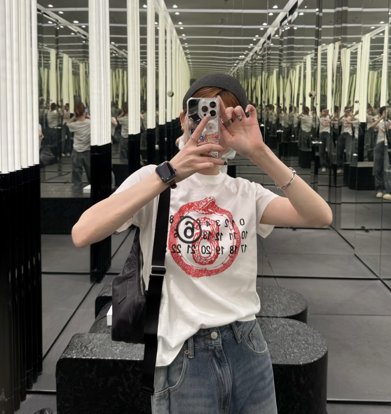 Maison Margiela Snake Limited Number Print Short White Sleeve T-Shirt