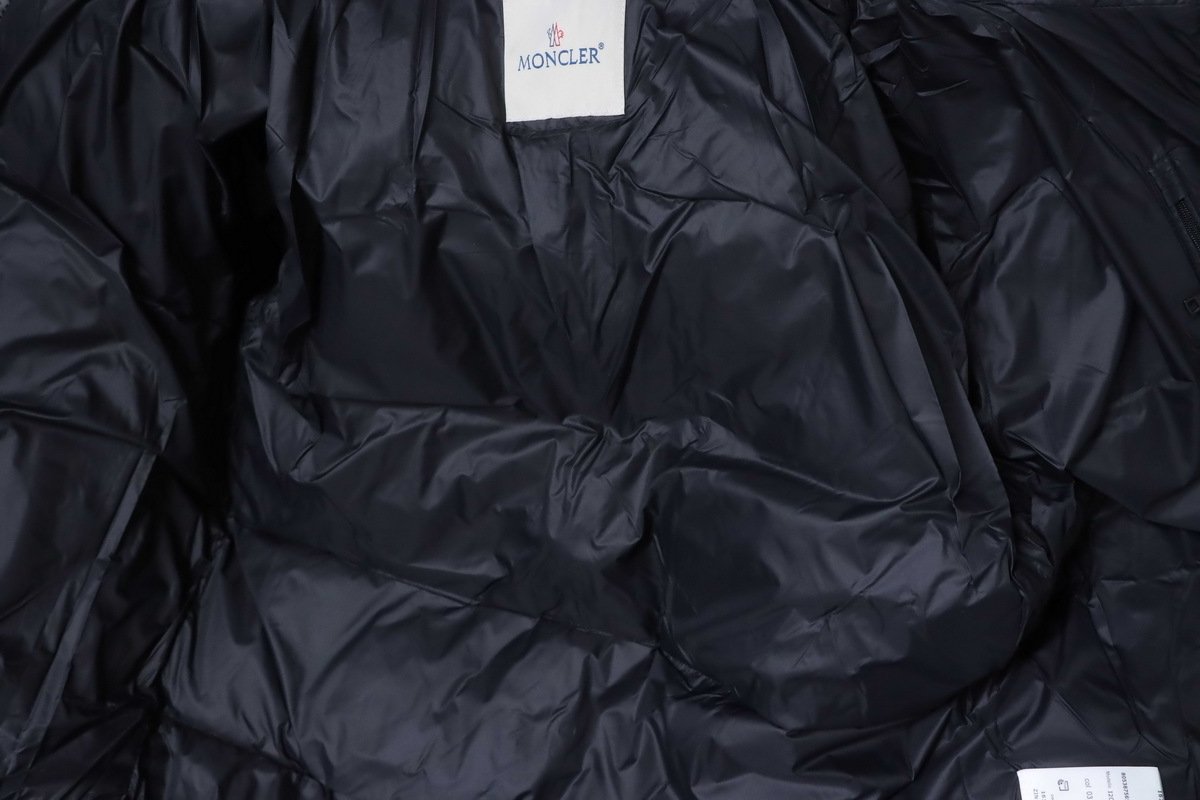 Moncler Micro Logo Patch Zip Stand Collar Black Down Jacket