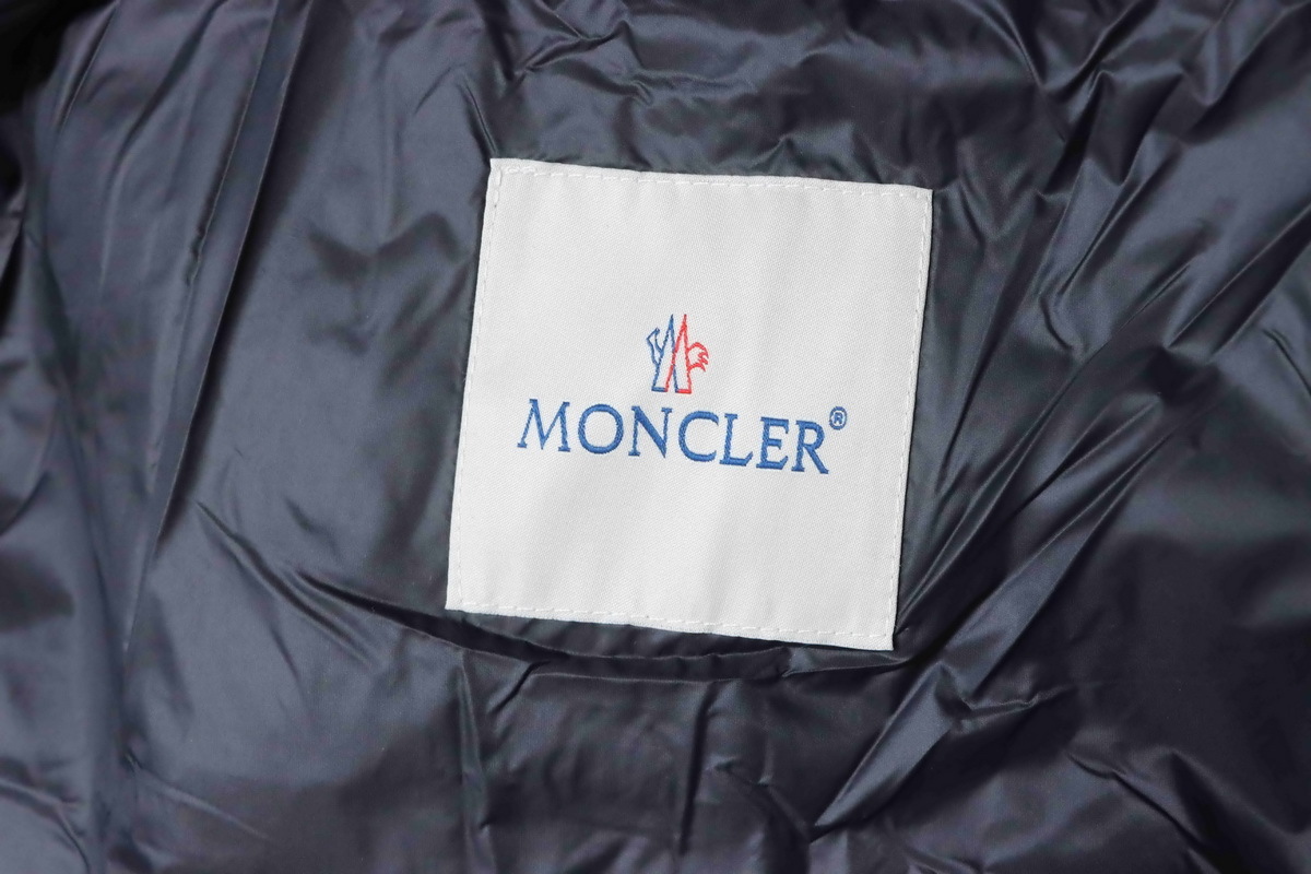 Moncler Micro Logo Patch Zip Stand Collar Black Down Jacket