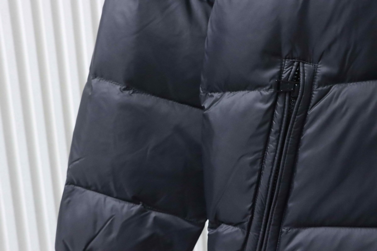 Moncler Micro Logo Patch Zip Stand Collar Black Down Jacket