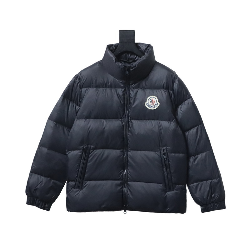 Moncler Micro Logo Patch Zip Stand Collar Black Down Jacket