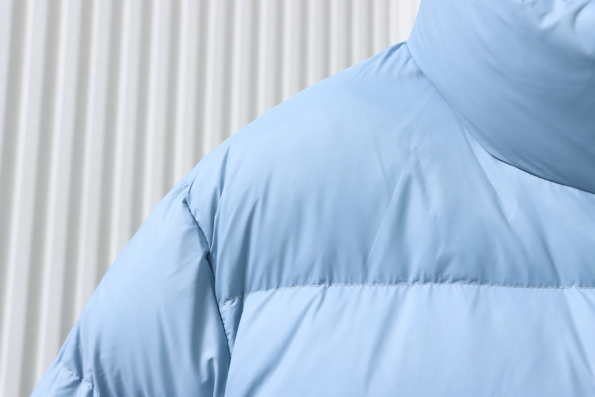 Moncler Micro Logo Patch Zip Stand Collar Blue Down Jacket