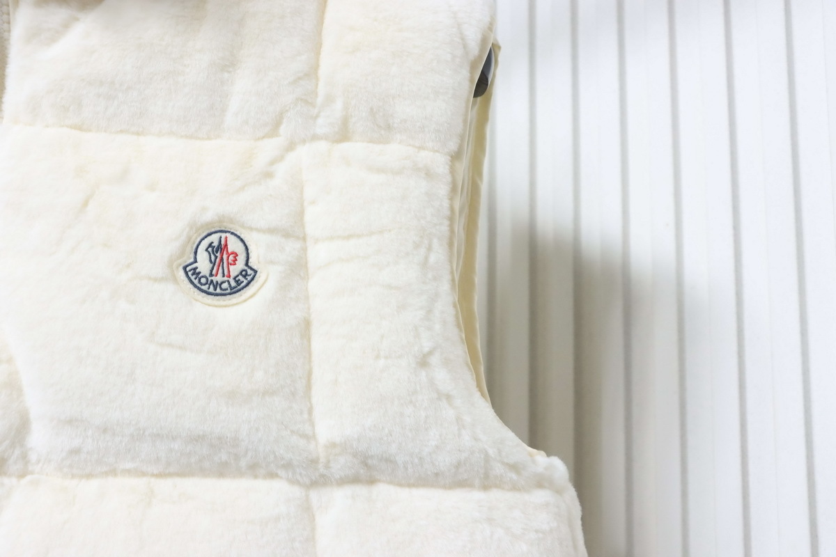 Moncler White Velvet Down Vest