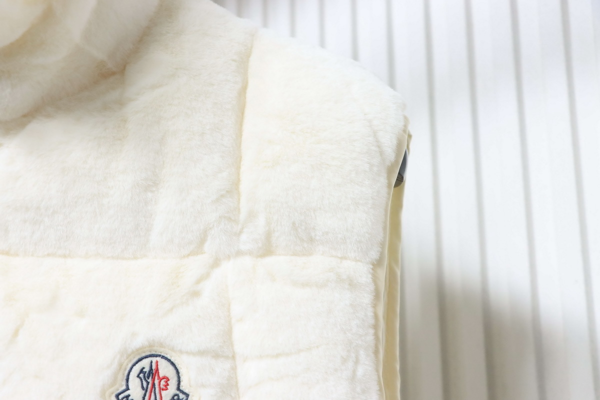 Moncler White Velvet Down Vest
