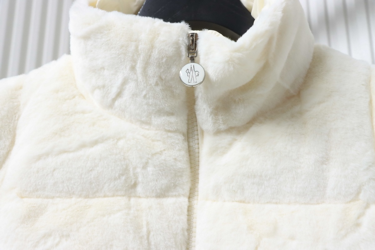 Moncler White Velvet Down Vest
