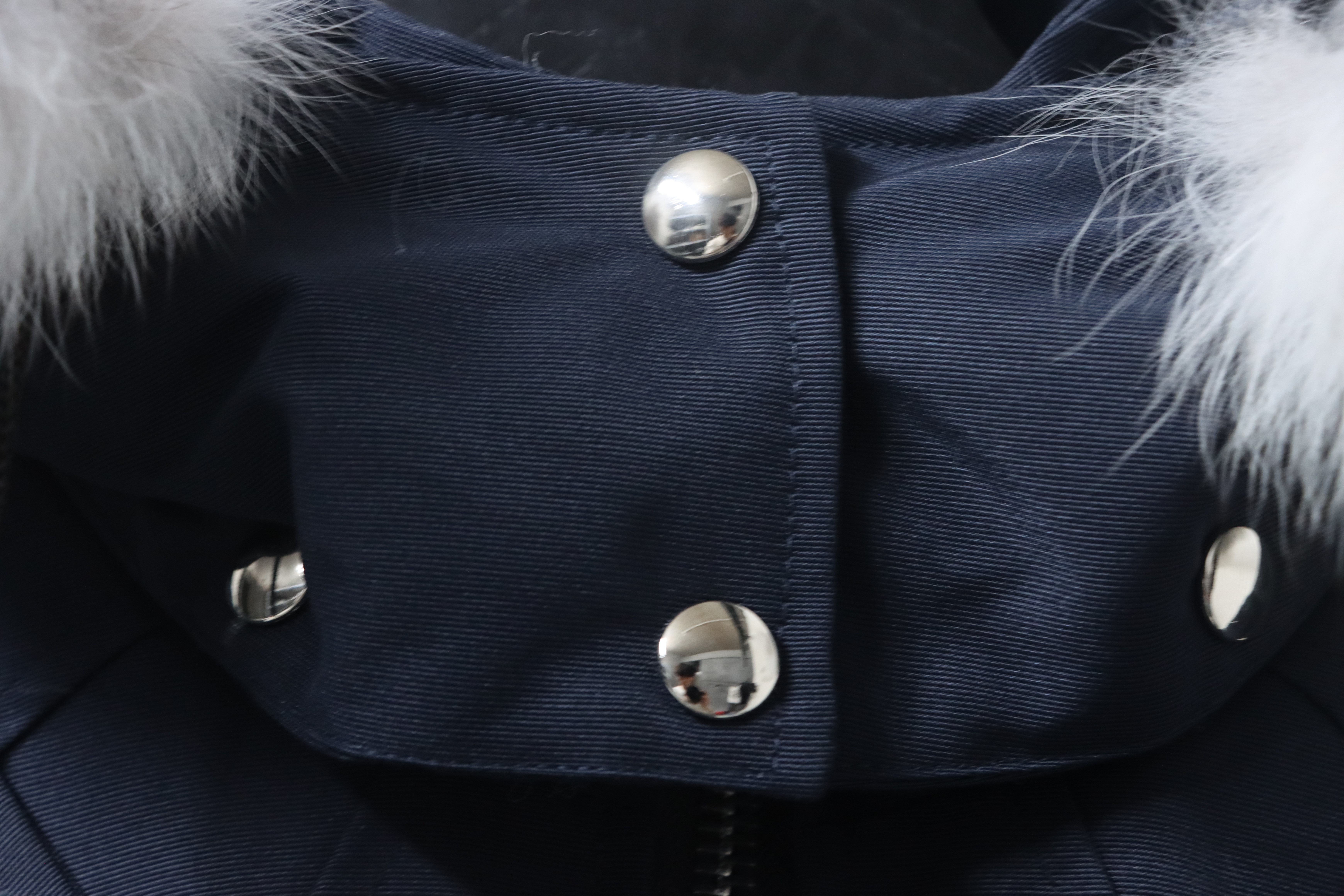 Moose Knuckles 03 Stirling Dark Blue Pom-Pom Women's Down Jacket