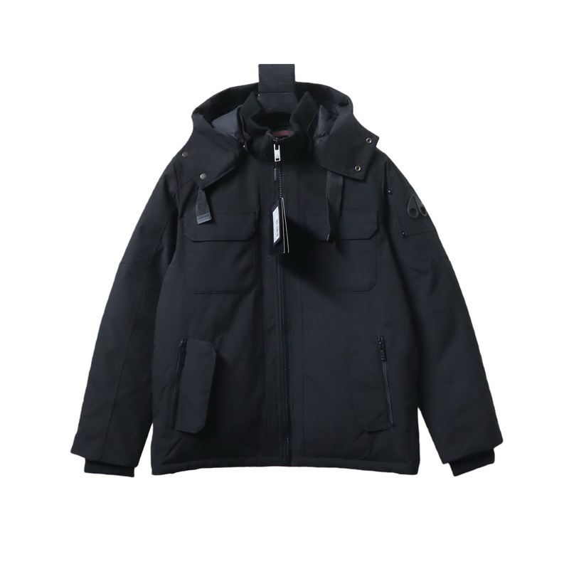 Moose Knuckles Celebrity Style Black Multi-Pocket Down Jacket