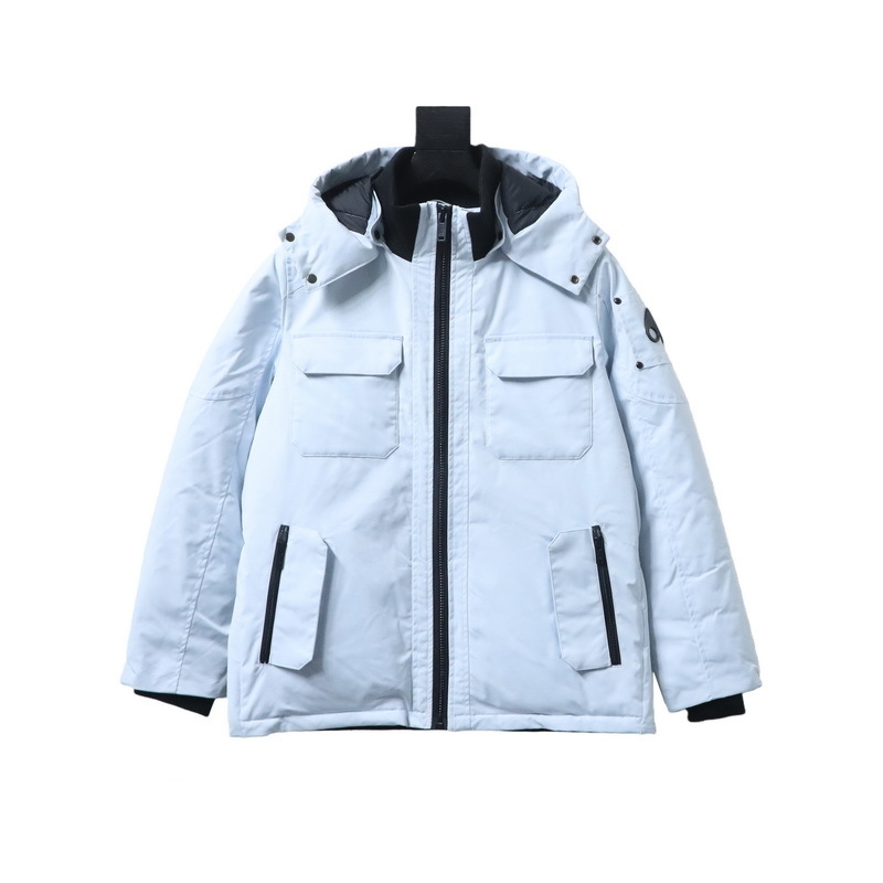 Moose Knuckles Celebrity Style Blue Multi-Pocket Down Jacket