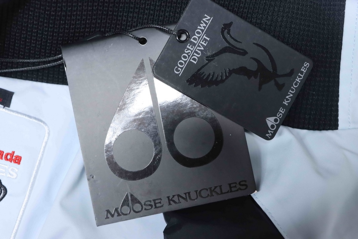 Moose Knuckles Celebrity Style Blue Multi-Pocket Down Jacket