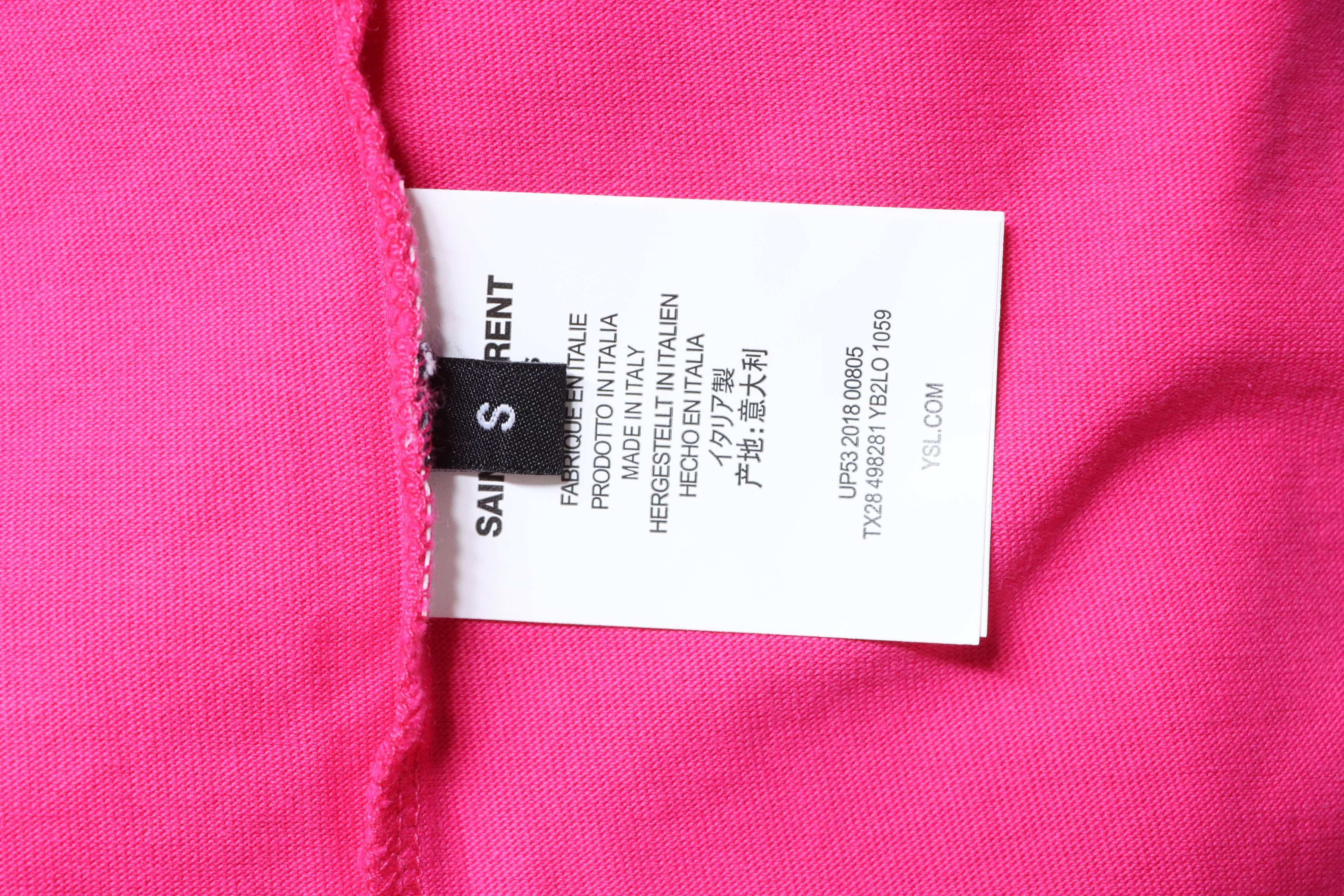 Saint Laurent 26SS Distressed Embroidery Rhinestone Short Sleeve T-Shirt