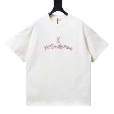 Saint Laurent Embroidered Letter Logo Short Sleeve T-Shirt 02