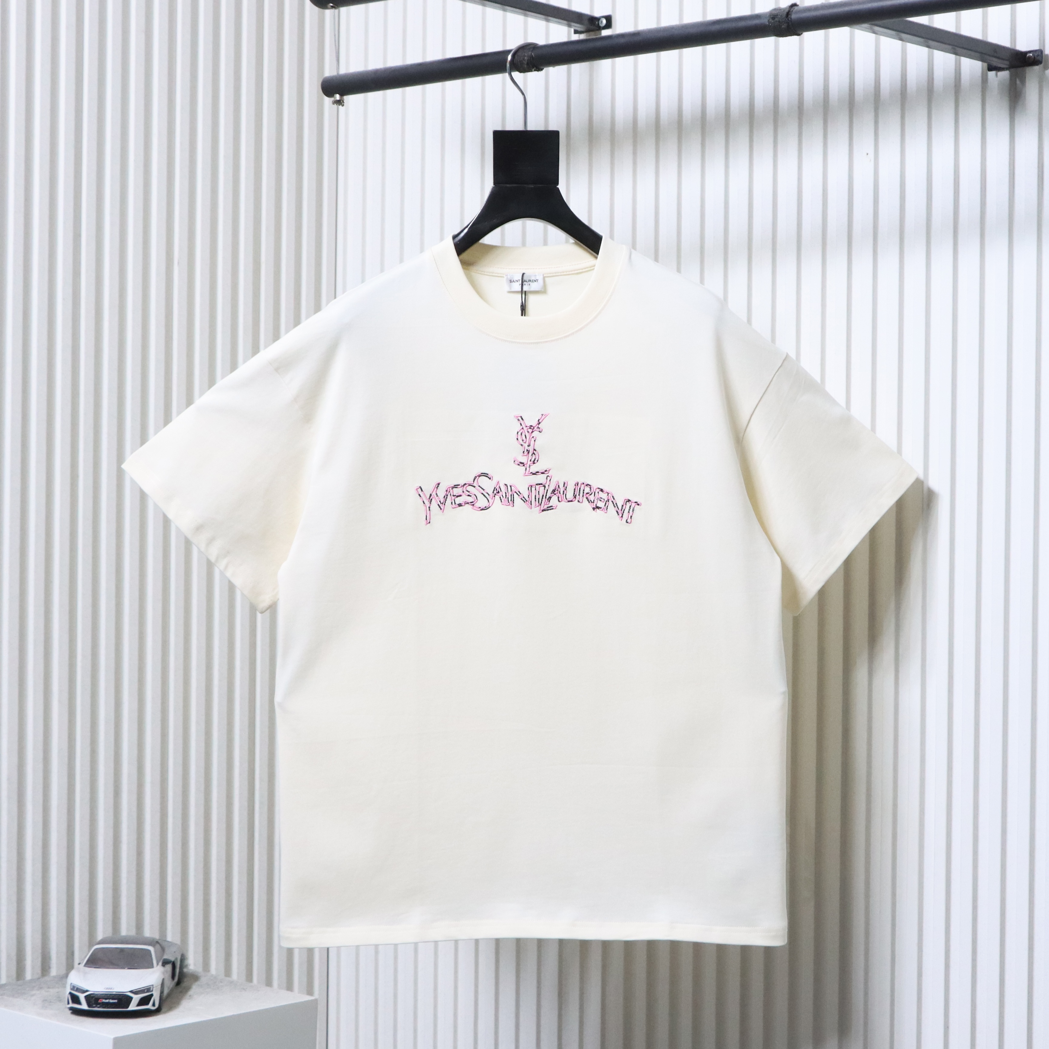 Saint Laurent Embroidered Letter Logo Short Sleeve T-Shirt