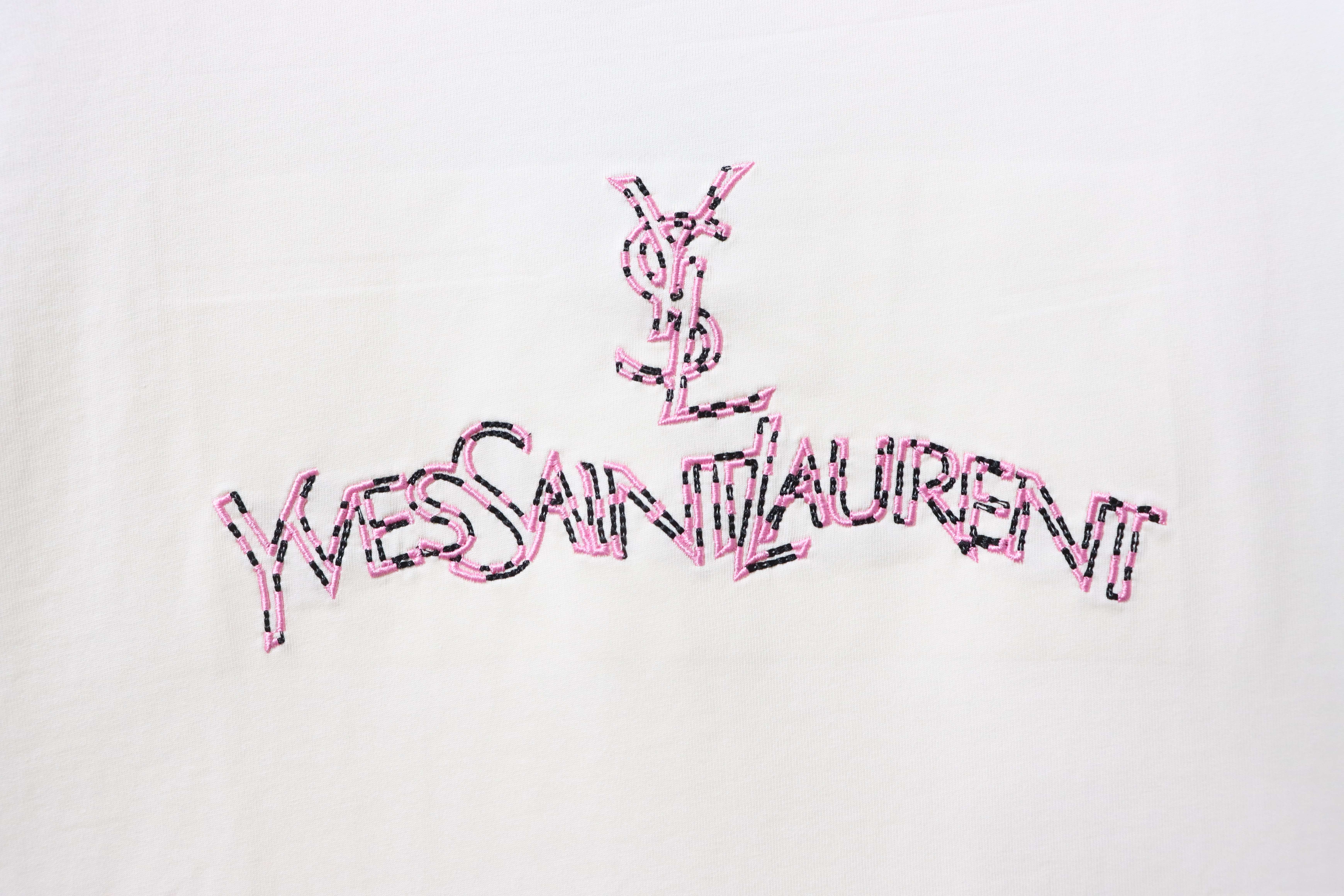 Saint Laurent Embroidered Letter Logo Short Sleeve T-Shirt