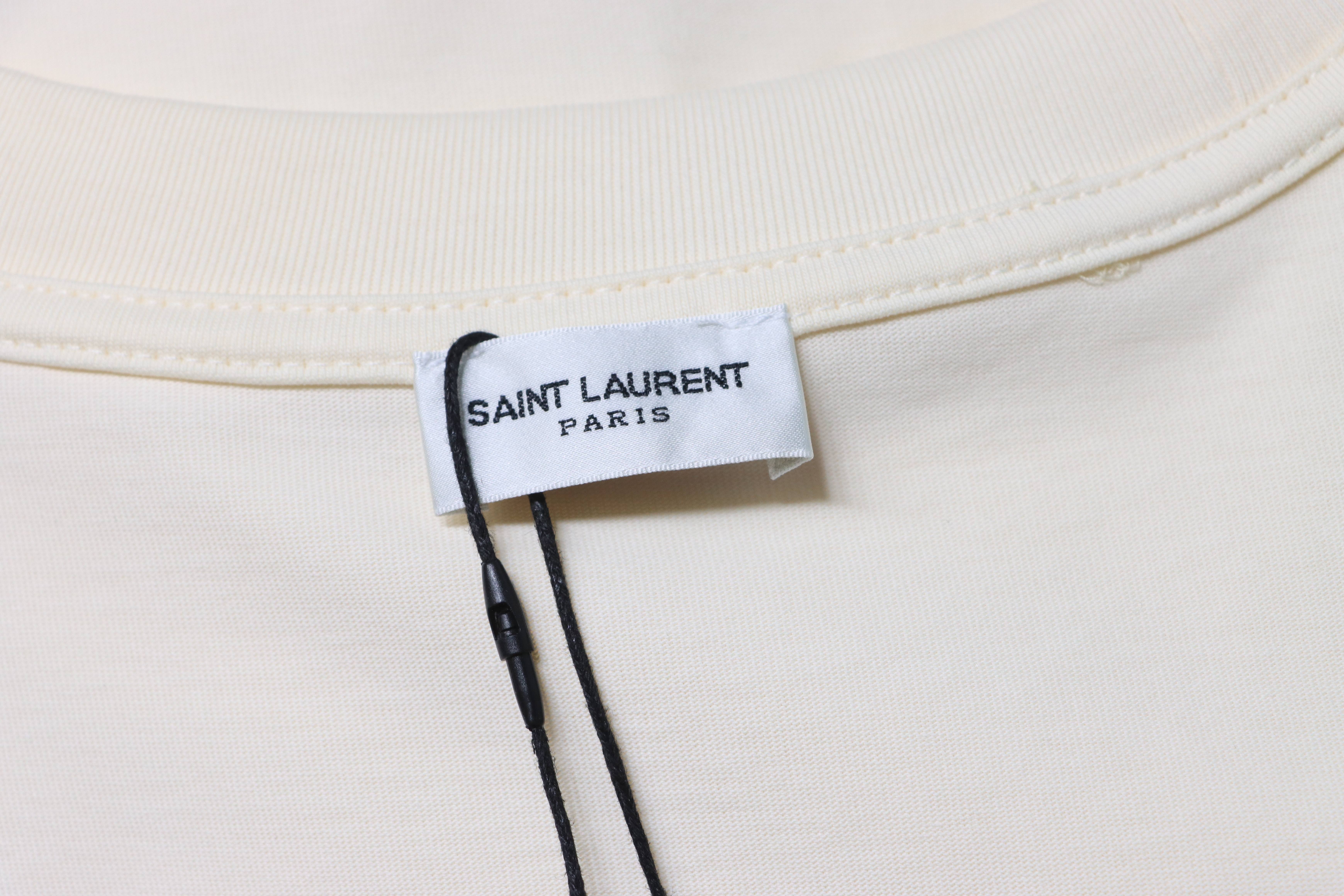Saint Laurent Embroidered Letter Logo Short Sleeve T-Shirt