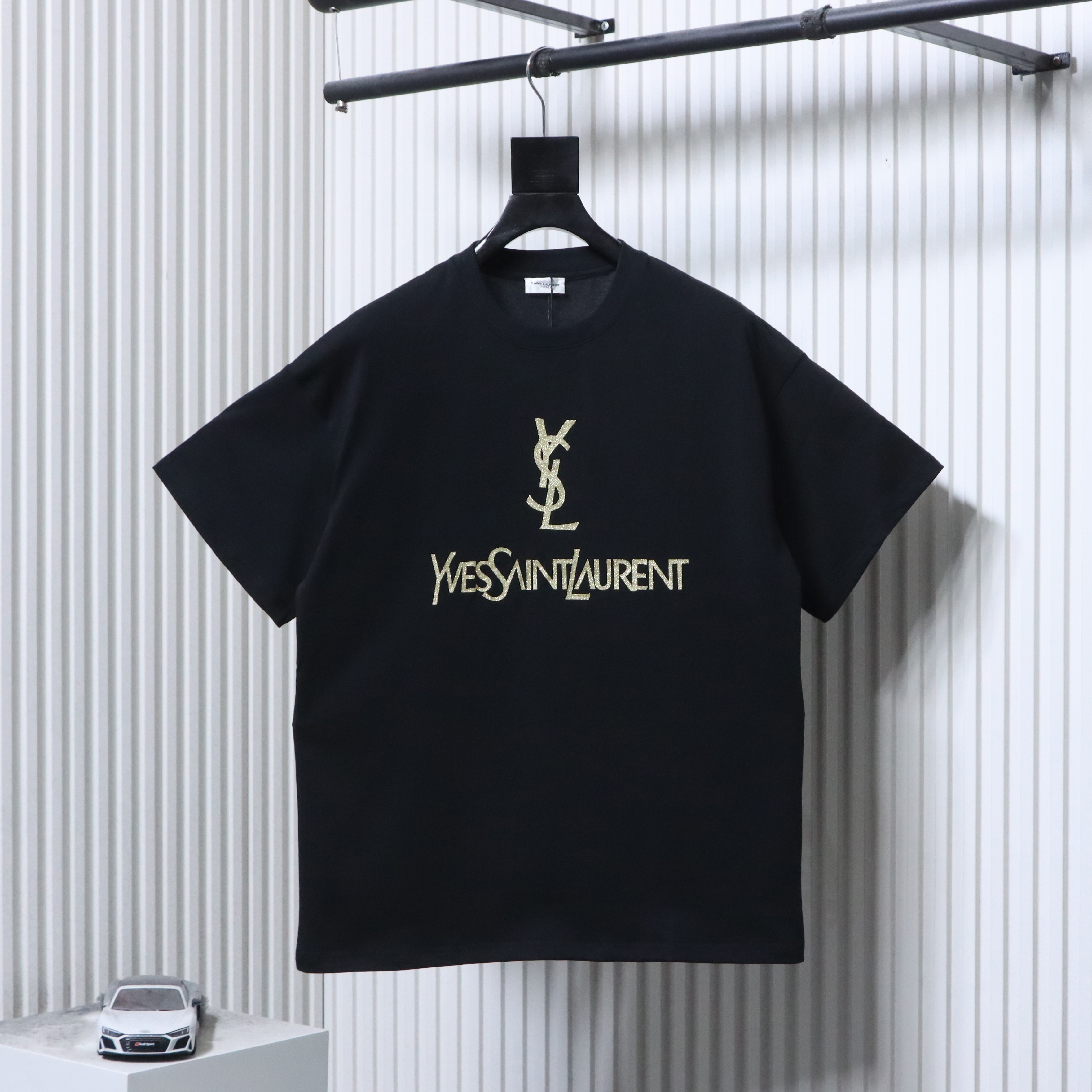 Saint Laurent Foil Letter Logo Print Short Sleeve T-Shirt