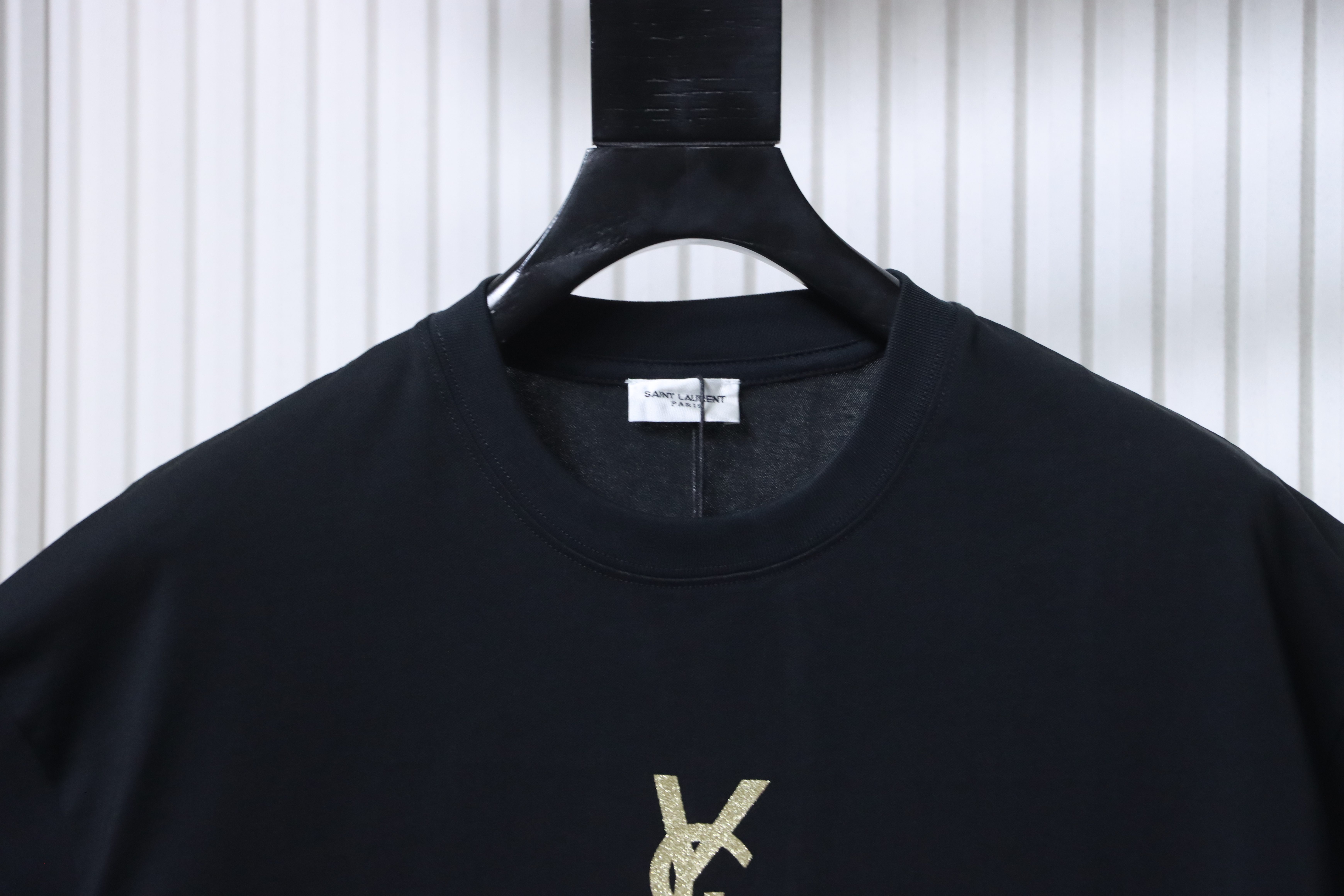 Saint Laurent Foil Letter Logo Print Short Sleeve T-Shirt