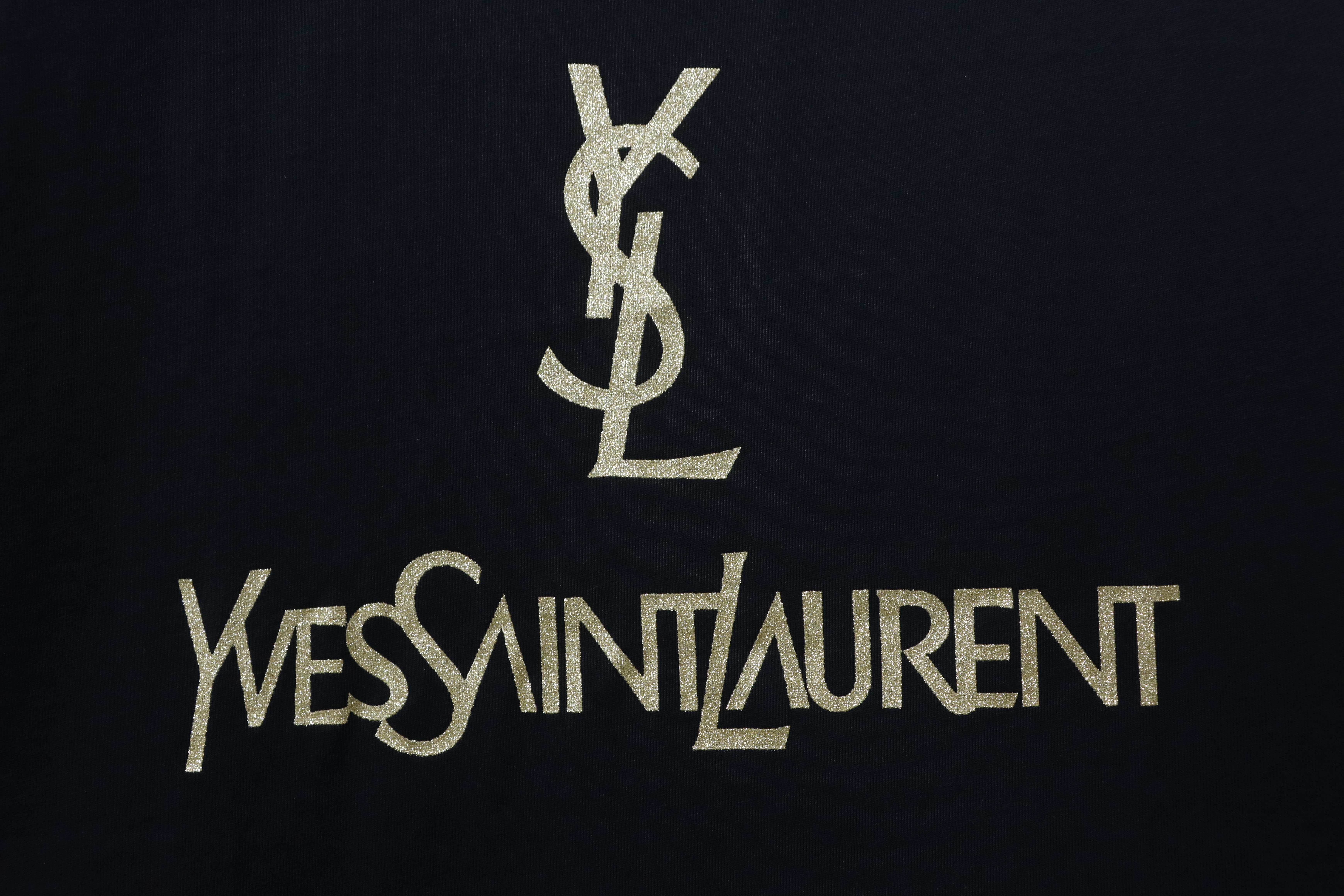 Saint Laurent Foil Letter Logo Print Short Sleeve T-Shirt
