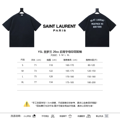 YSL Saint Laurent 26SS Back Letter Print Short Sleeve T-Shirt 01