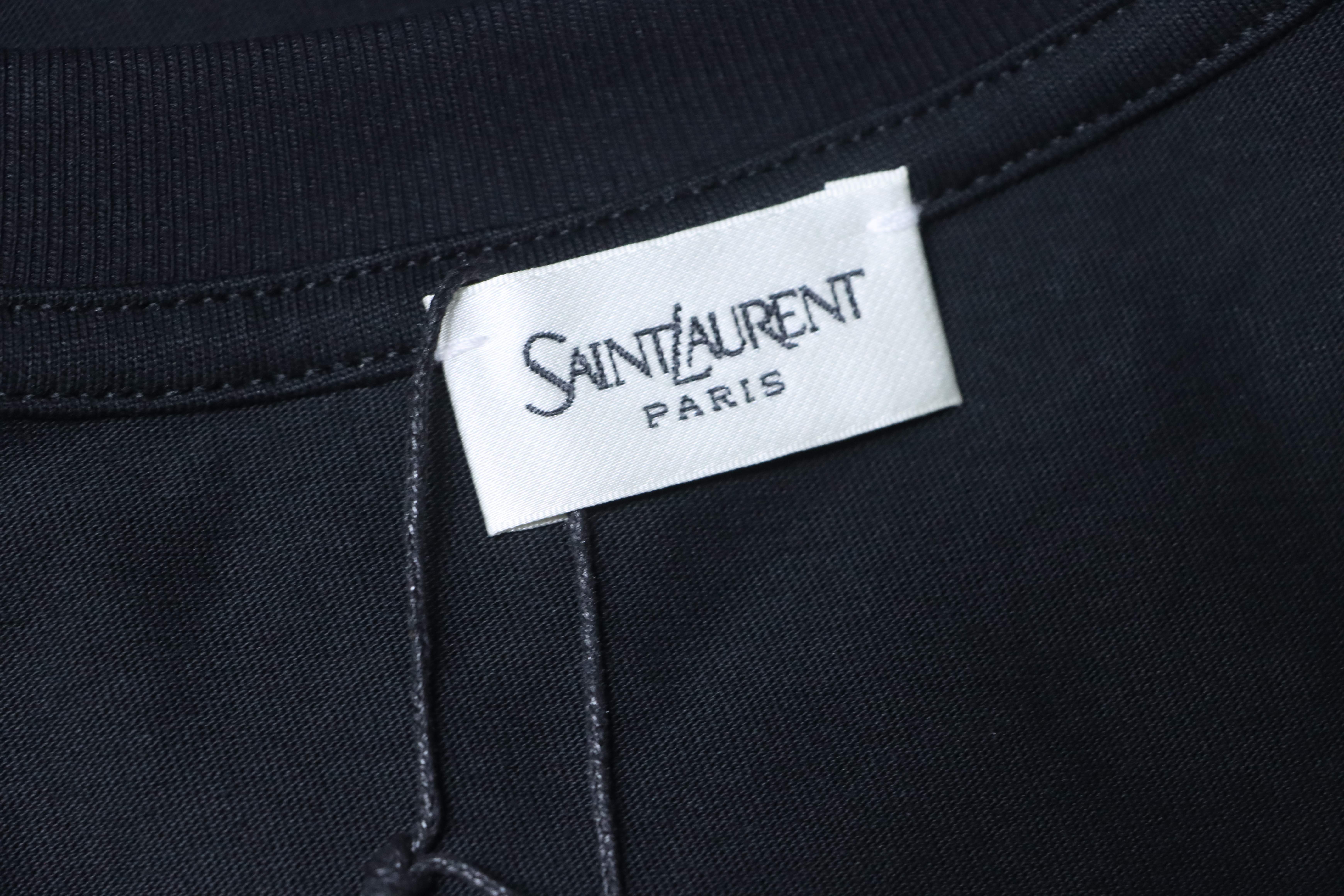 YSL Saint Laurent 26SS Back Letter Print Short Sleeve T-Shirt