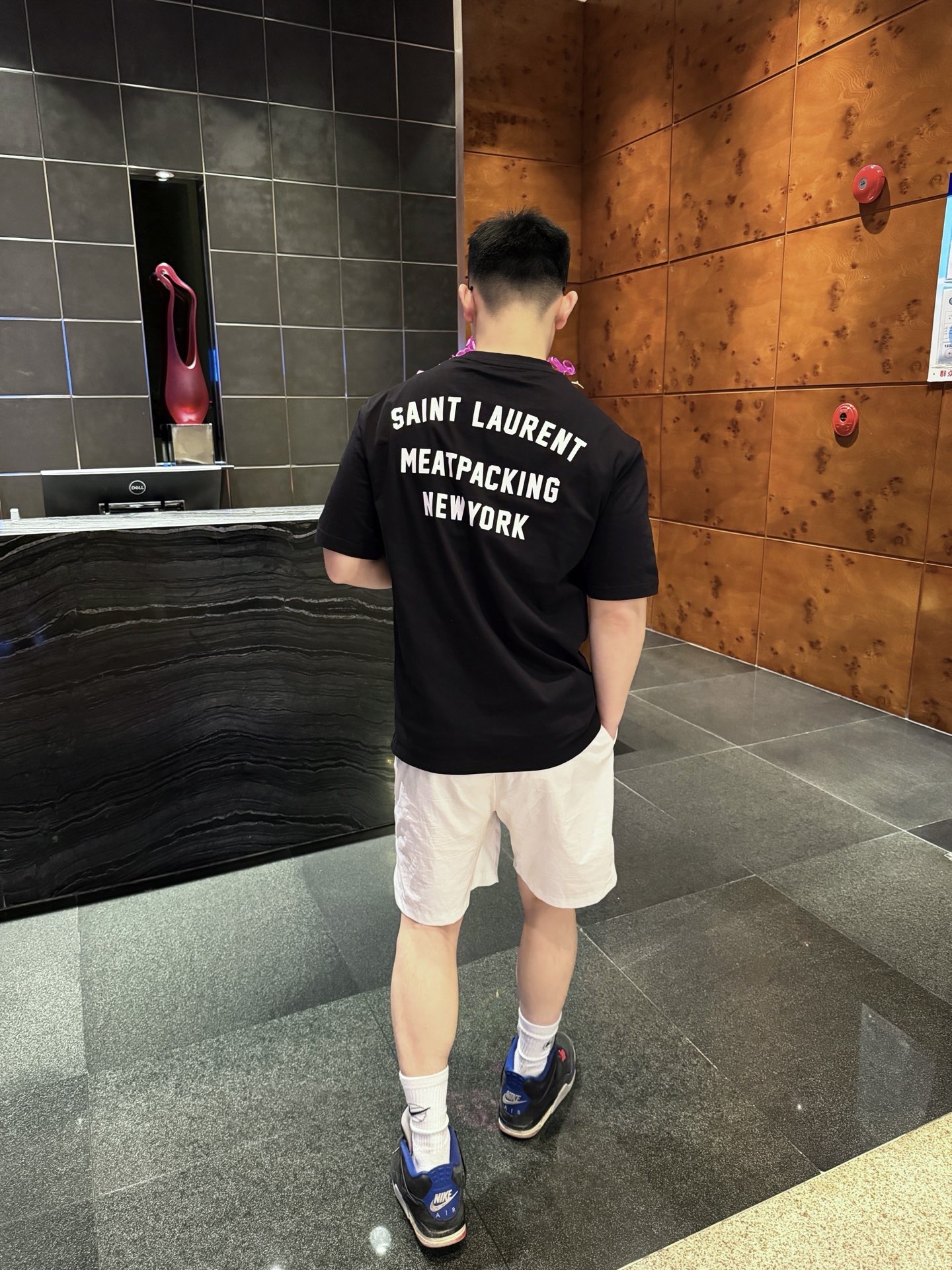 YSL Saint Laurent 26SS Back Letter Print Short Sleeve T-Shirt