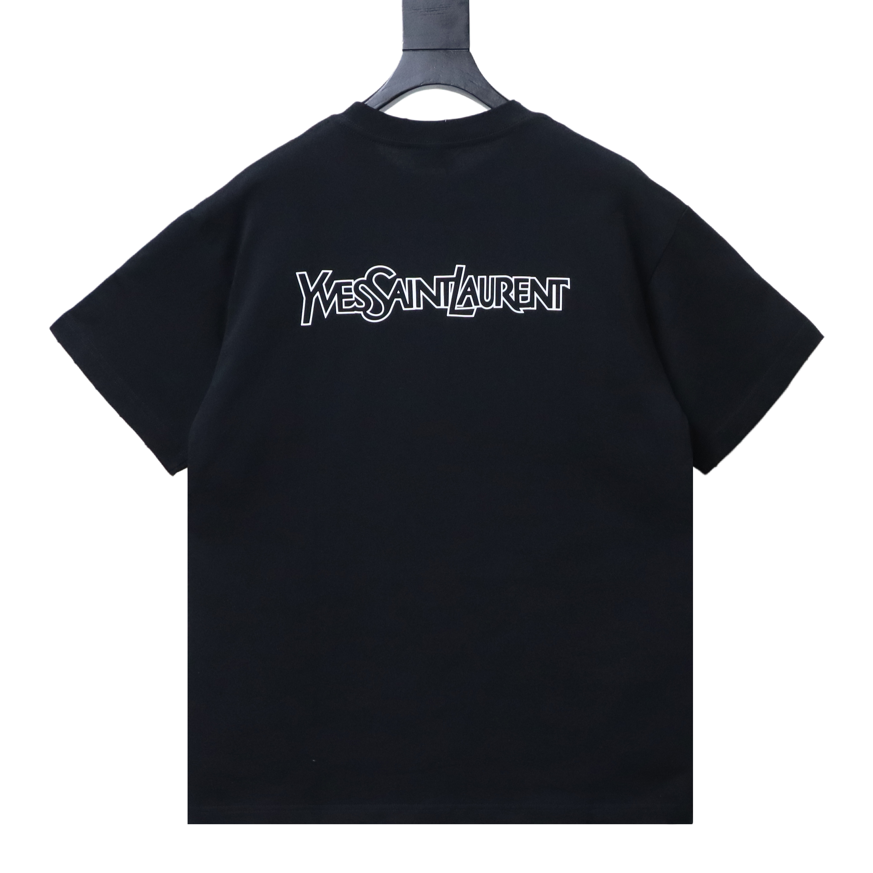 YSL Saint Laurent Front and Back Silicone Letter Print Short Sleeve T-Shirt
