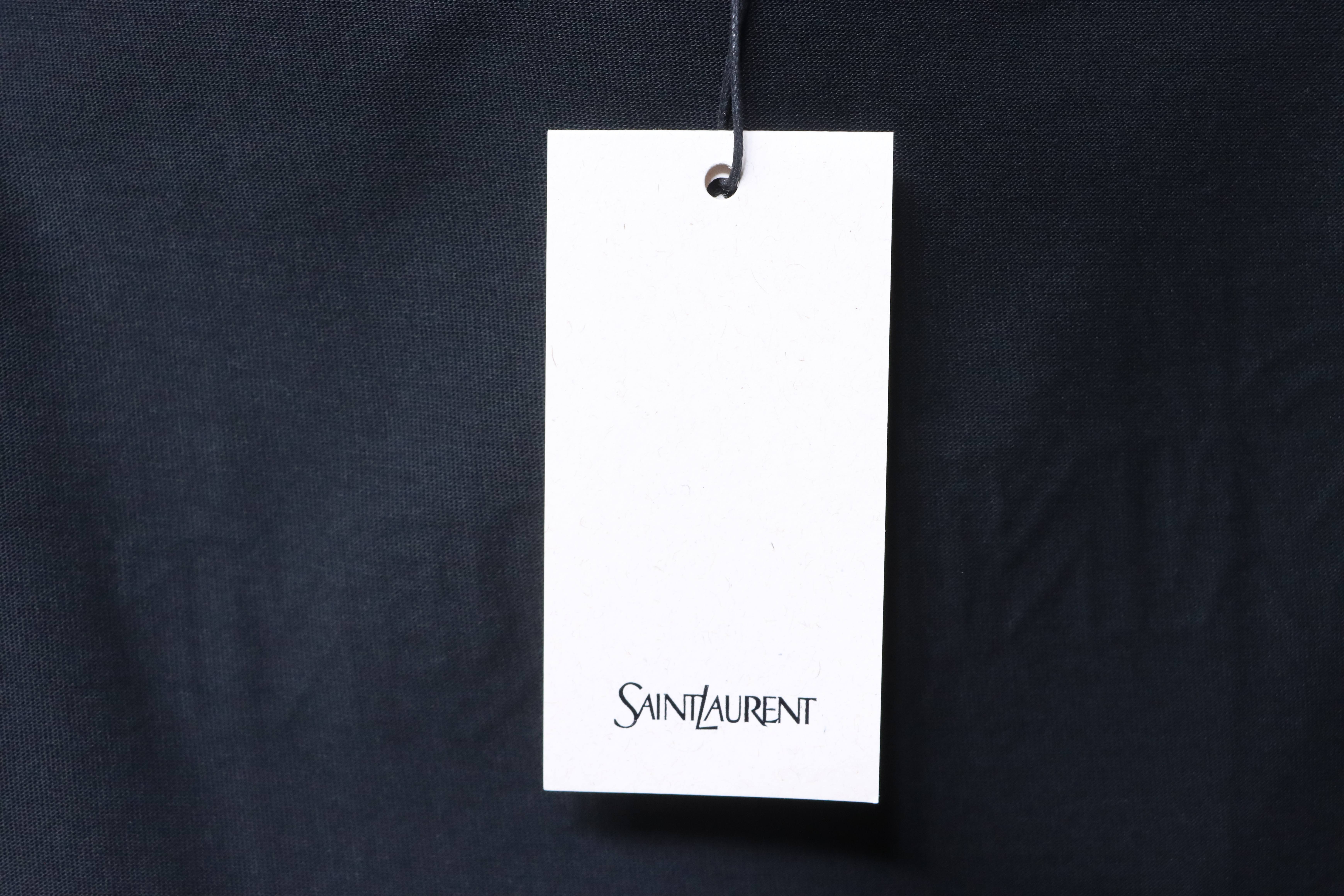 YSL Saint Laurent Front and Back Silicone Letter Print Short Sleeve T-Shirt