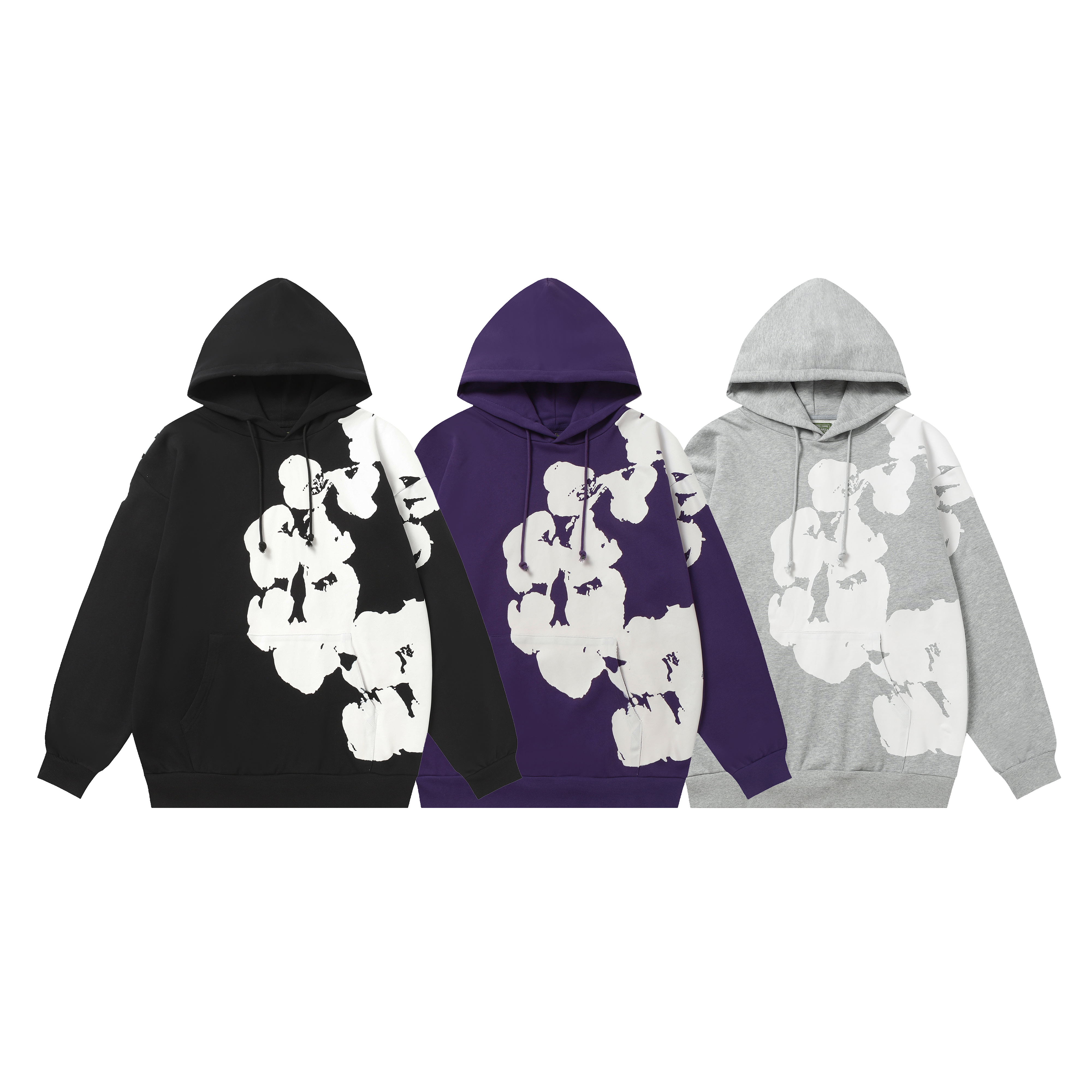 Denim Tears Cotton Wreath 380G Terry Hoodie Set Black / Gray / Purple 6002