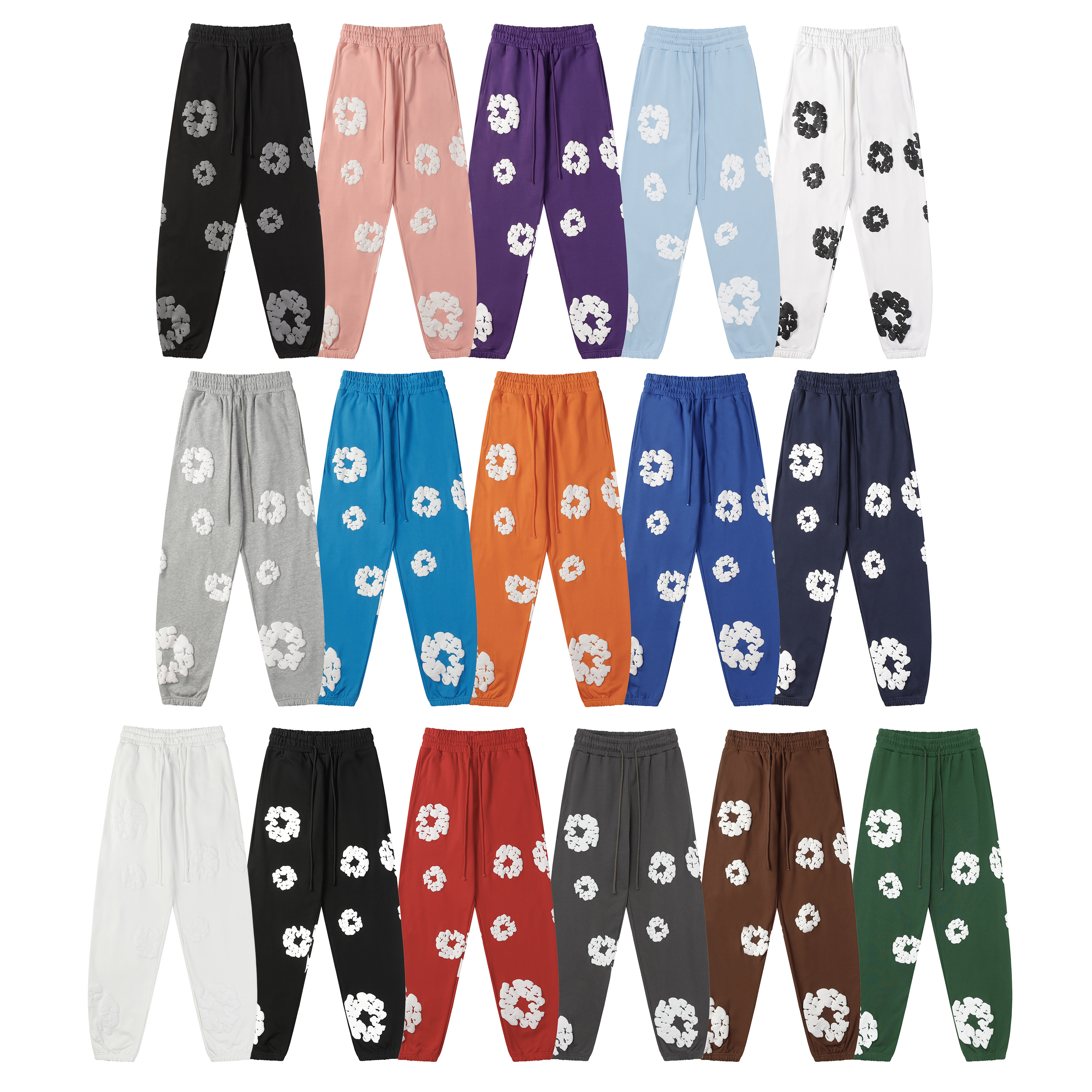 Denim Tears Cotton Wreath 380G Terry Hoodie Set Black / Red / Royal Blue / Green / Gray / Blue / White / Sky Blue / Purple / Pink / Color Blue / Orange / Black Gray / Coffee Brown / Charcoal Gray 8608