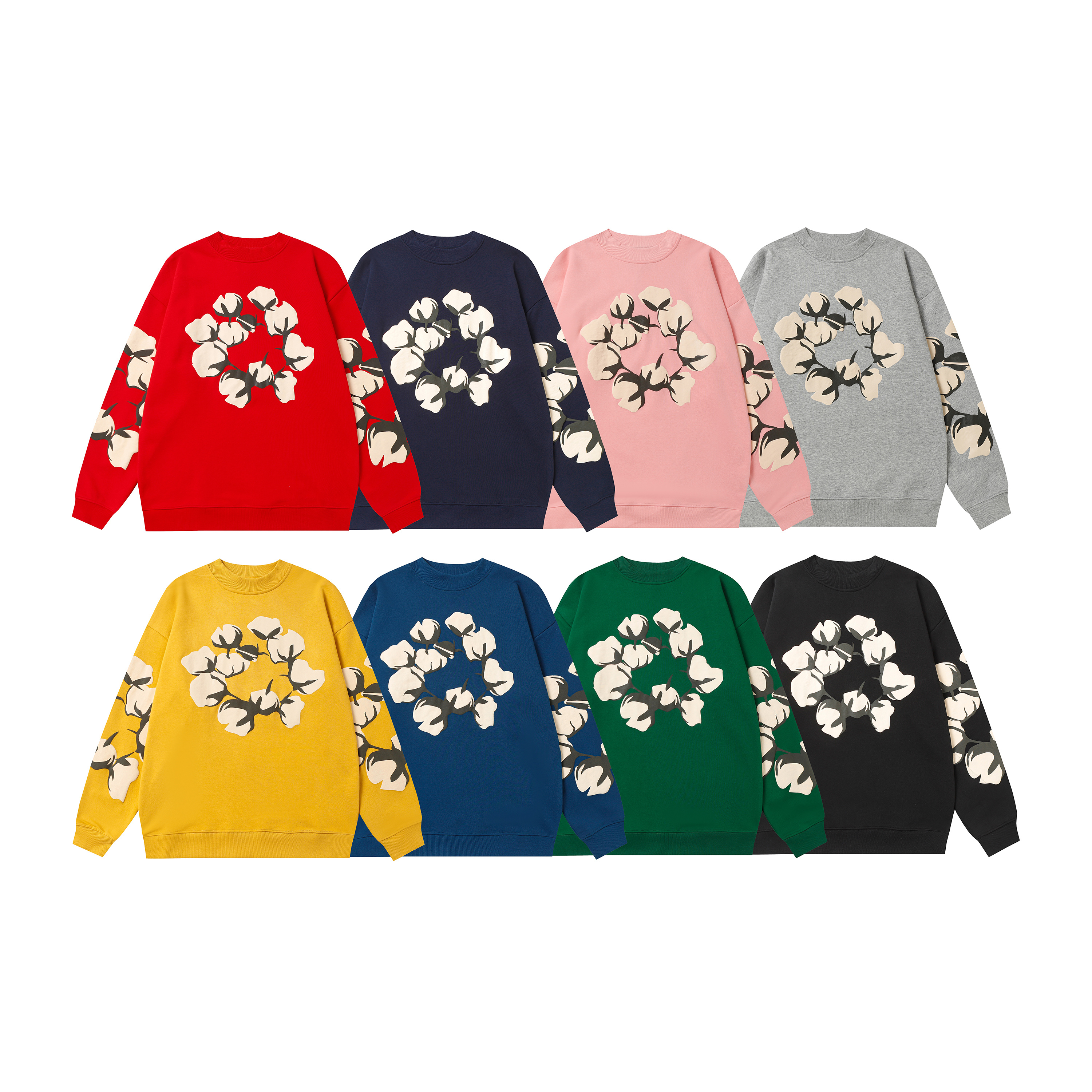 Denim Tears Cotton Wreath 380G Terry Hoodie Set Black / Yellow / Peacock Blue / Red / Green / Gray / Royal Blue / Pink 5001