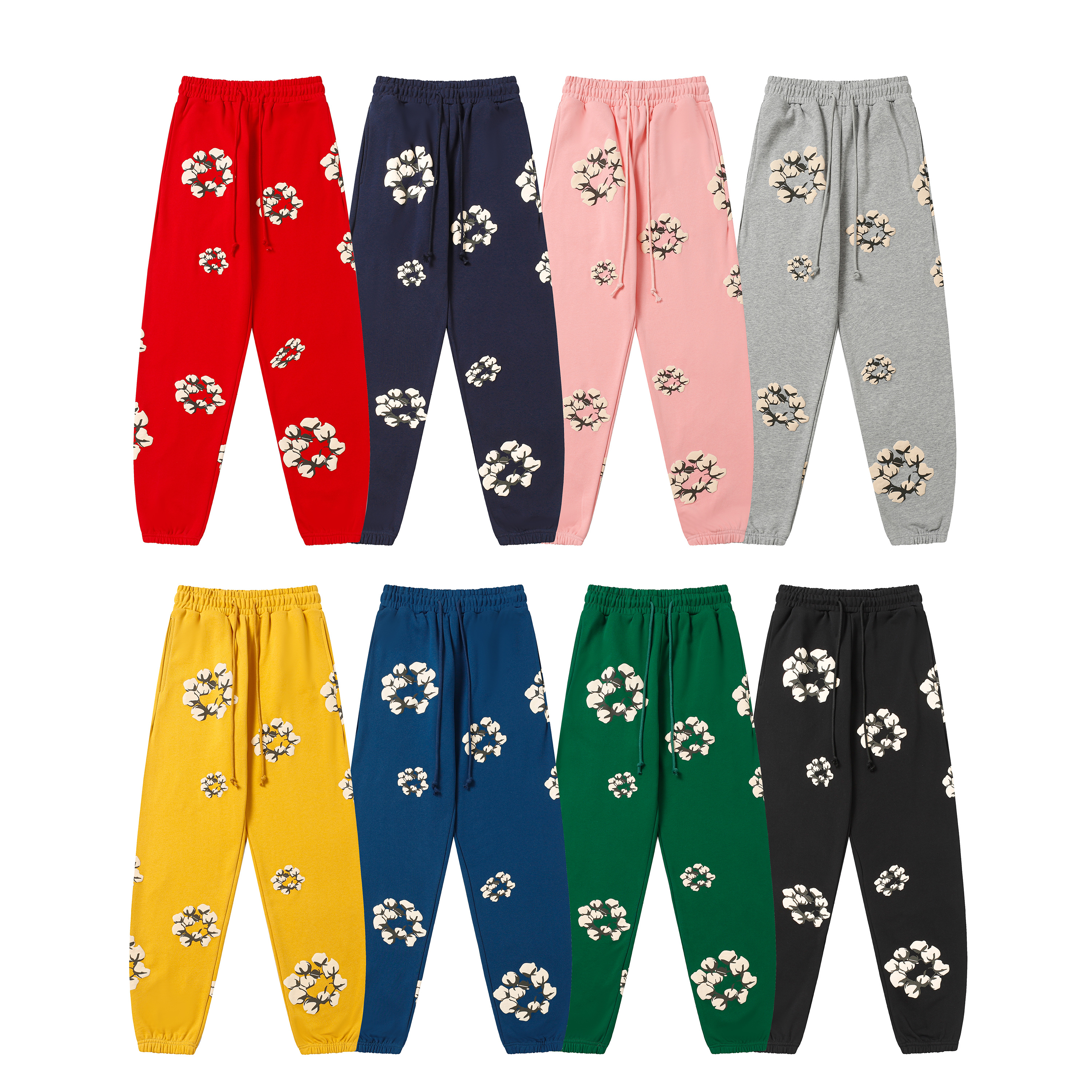 Denim Tears Cotton Wreath 380G Terry Hoodie Set Black / Yellow / Peacock Blue / Red / Green / Gray / Royal Blue / Pink 8001