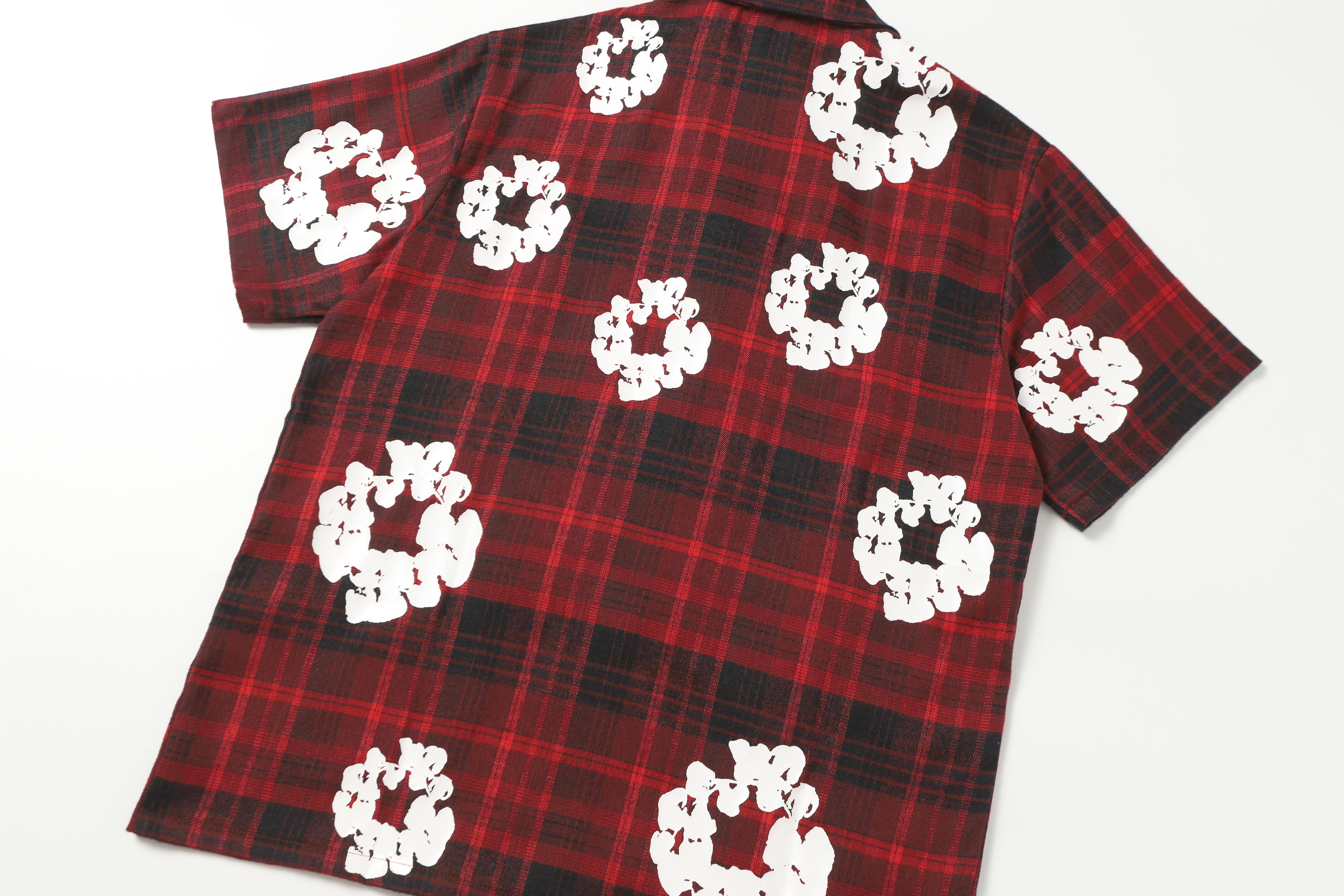 Denim Tears Cotton Wreath Plaid Short Sleeve Set Red / Gray / Yellow 388