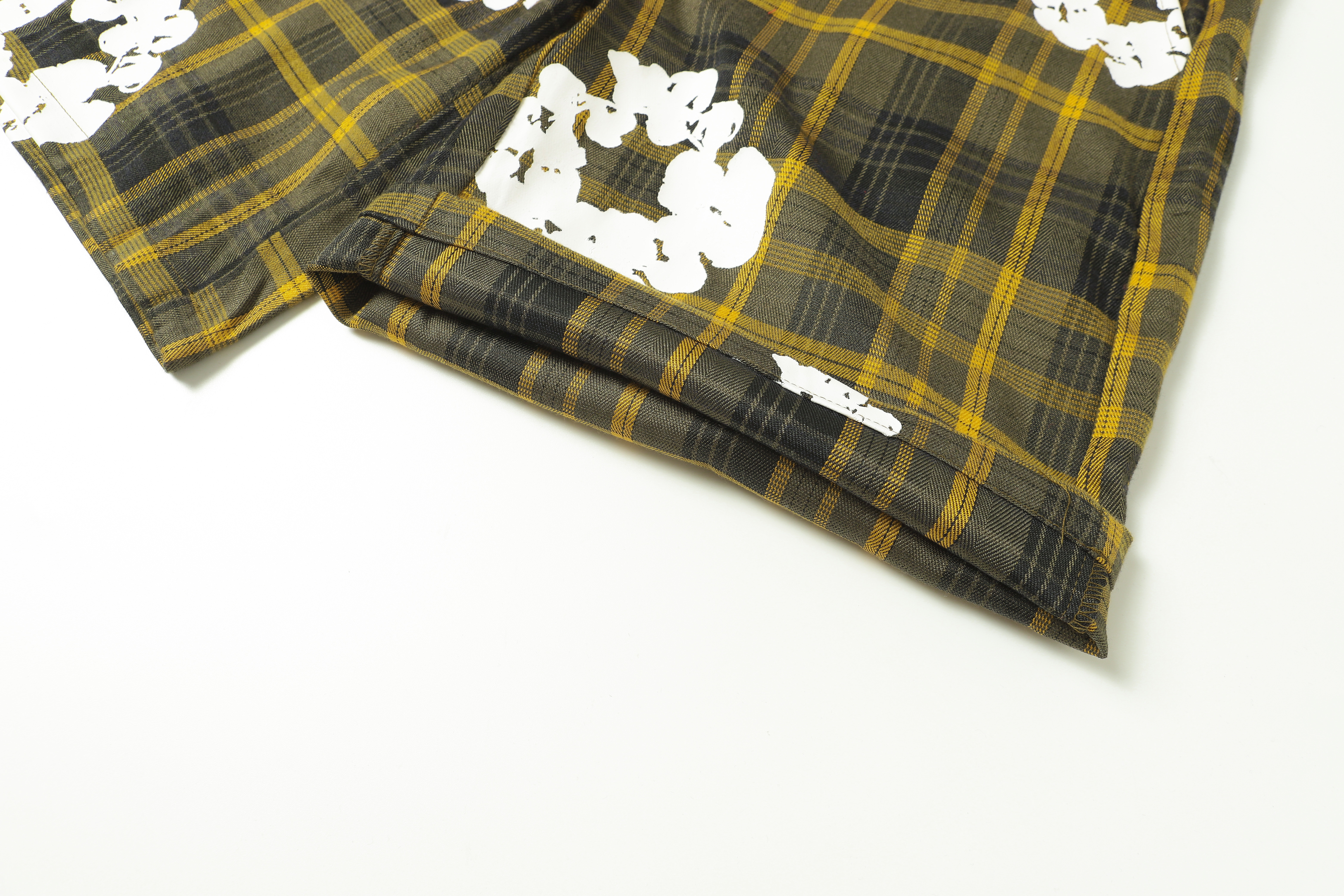 Denim Tears Cotton Wreath Plaid Short Sleeve Set Red / Gray / Yellow 8618