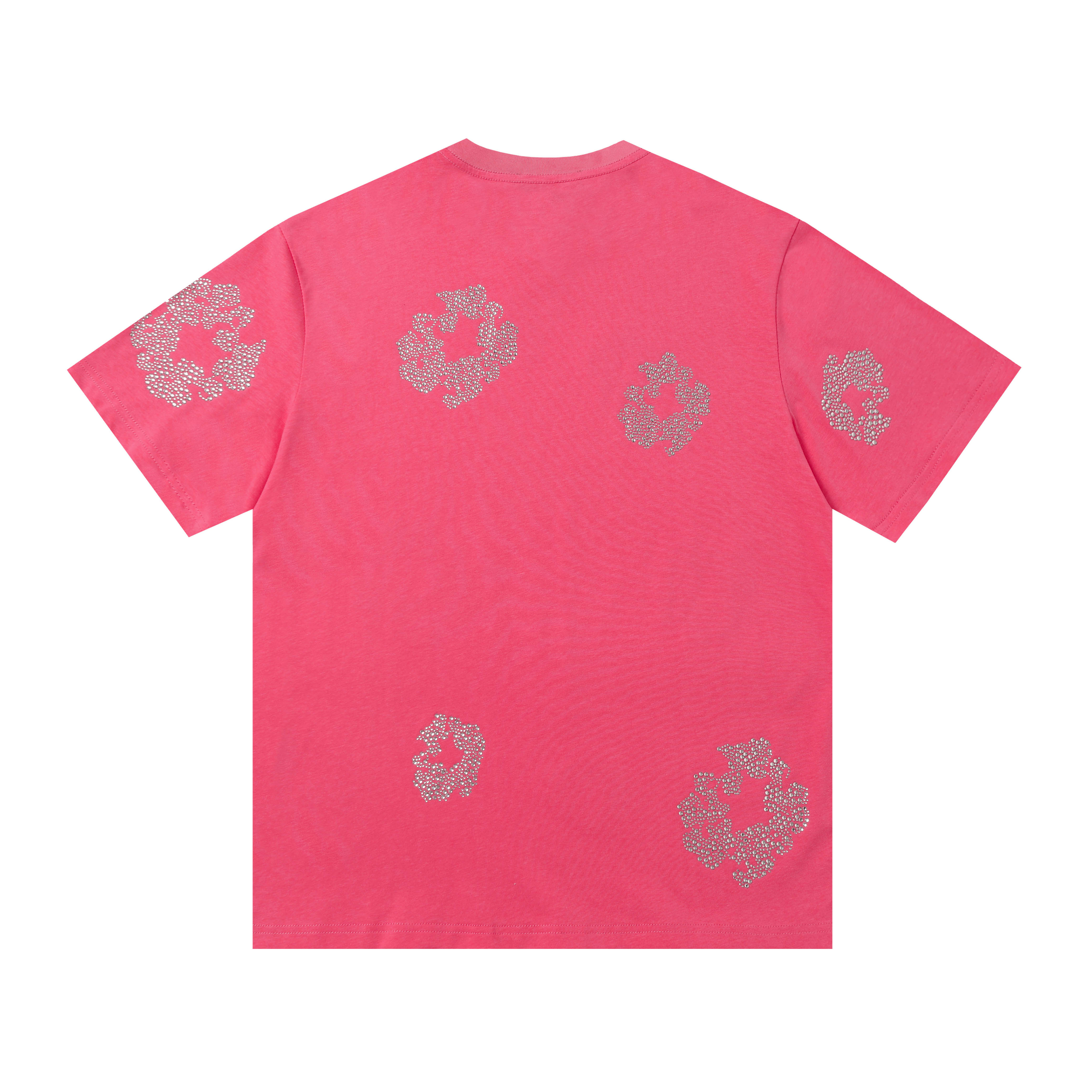 Denim Tears Cotton Wreath Rhinestone Short Sleeve Set Black / Gray / Rose Red 205