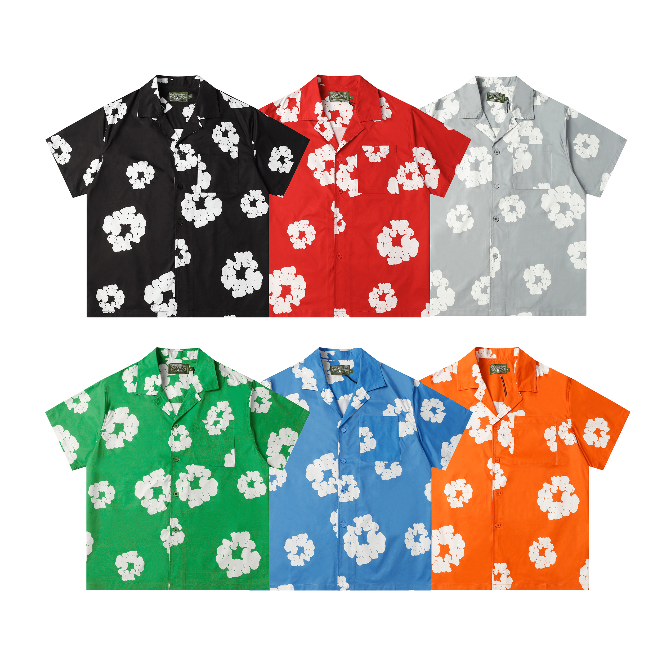Denim Tears Cotton Wreath Shirt Set Black / Gray / Sky Blue / Green / Red / Orange 386