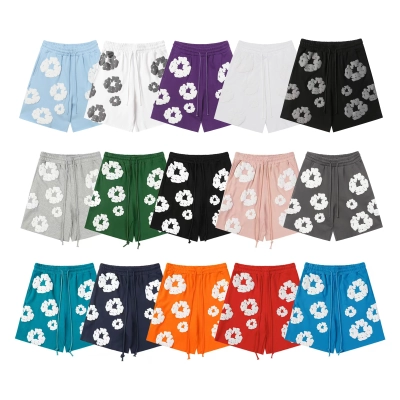 Denim Tears Cotton Wreath Short Sleeve Set Black / Gray / Blue / Green / Royal Blue / Purple / Red / Orange / Lake Blue / Pink / White / Black Gray / Charcoal Gray / Light Blue 8601 01